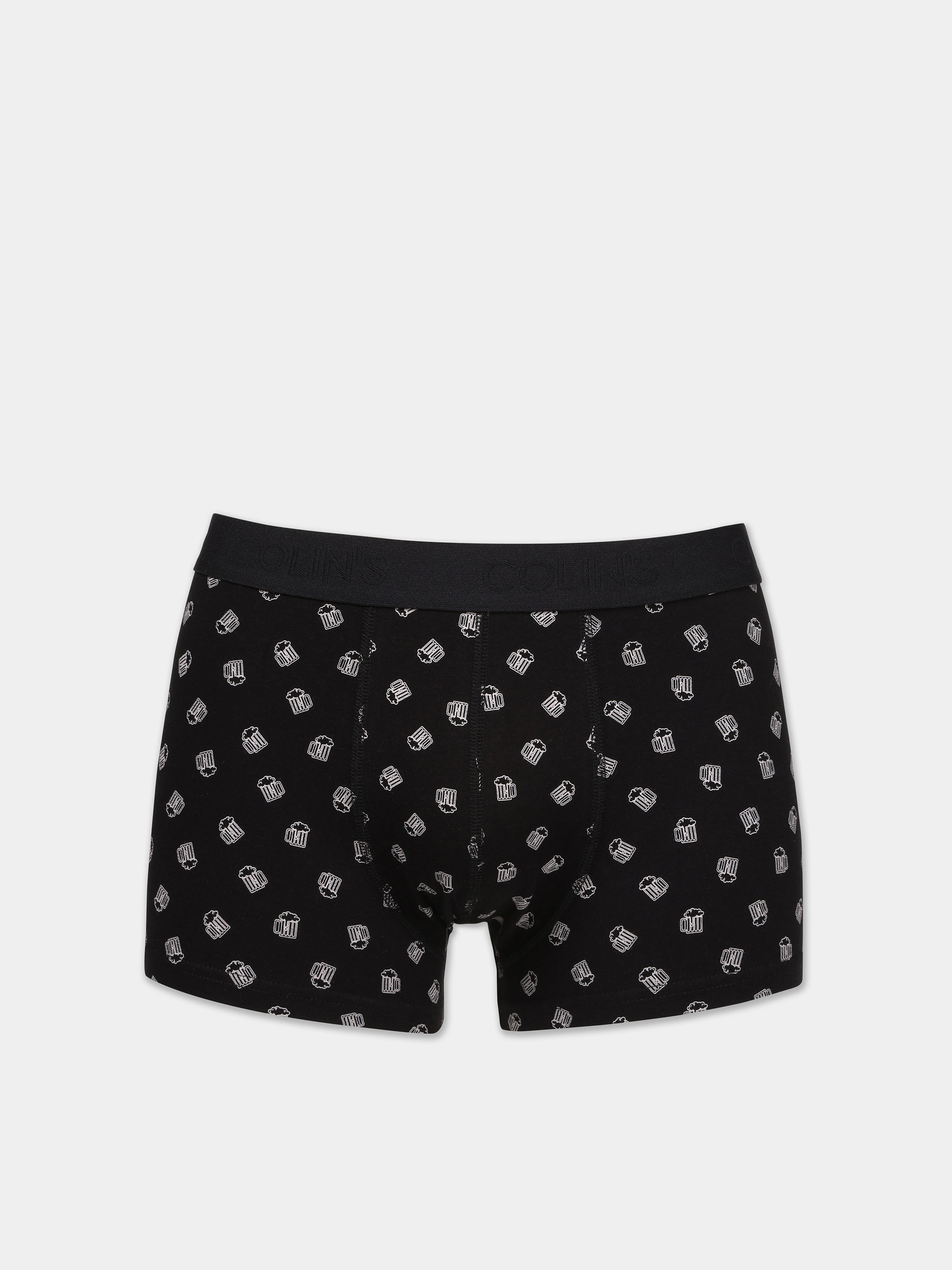 Modern Fit Baskılı Erkek Siyah Boxer