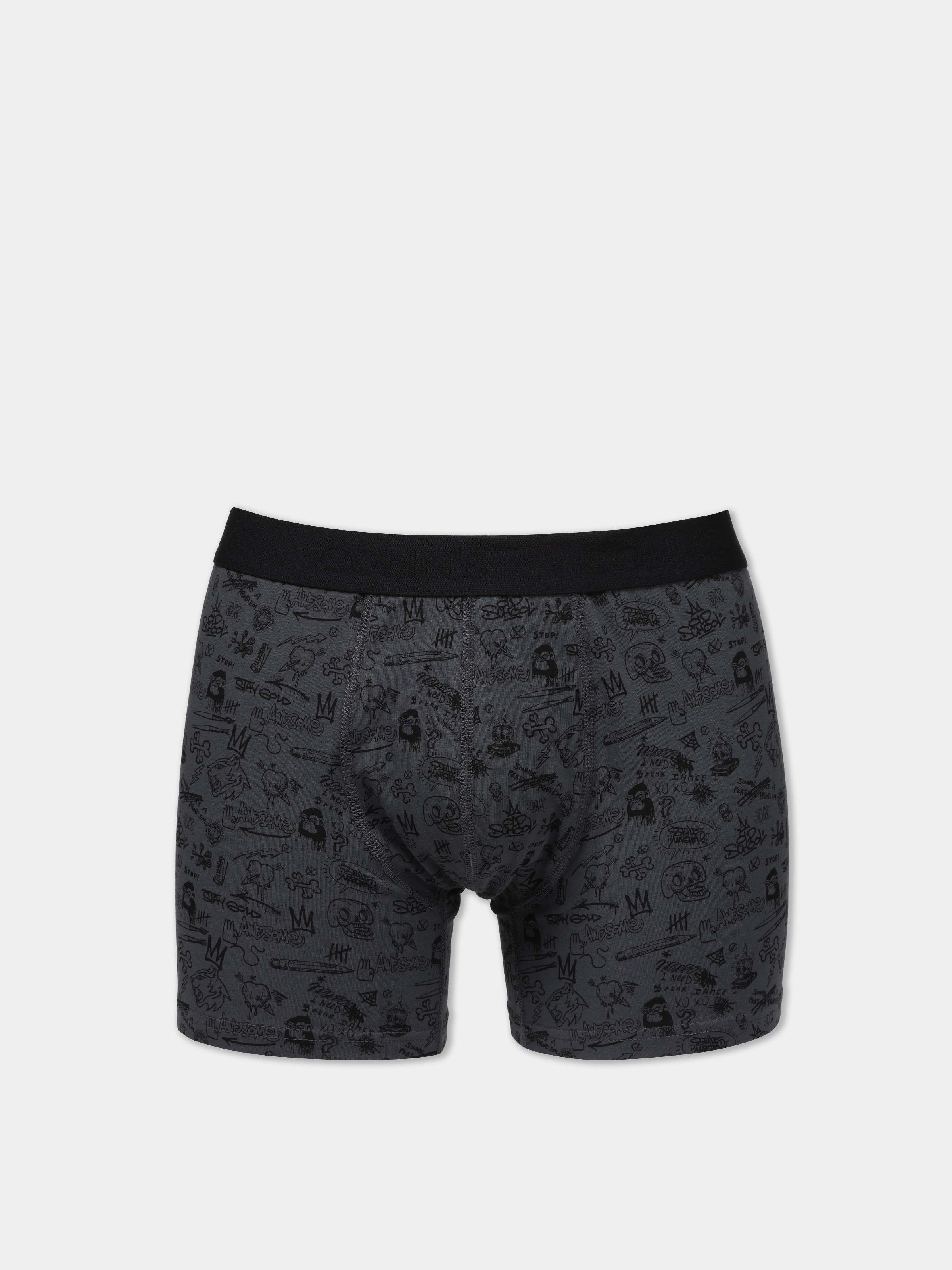 Modern Fit Baskılı Erkek Antrasit Boxer
