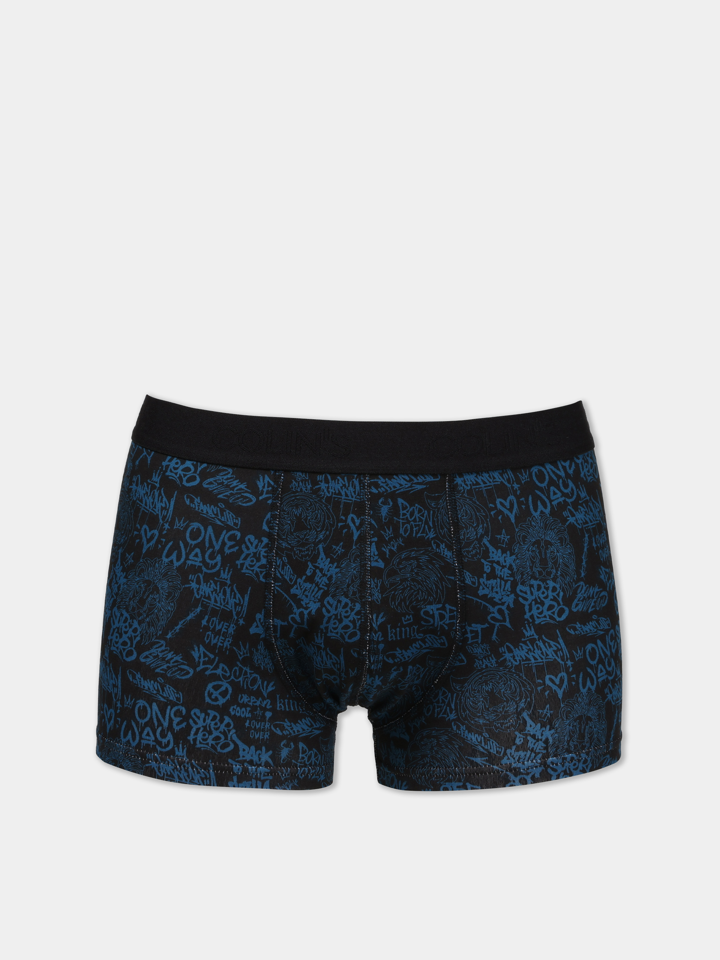 Modern Fit Baskılı Erkek Siyah Boxer