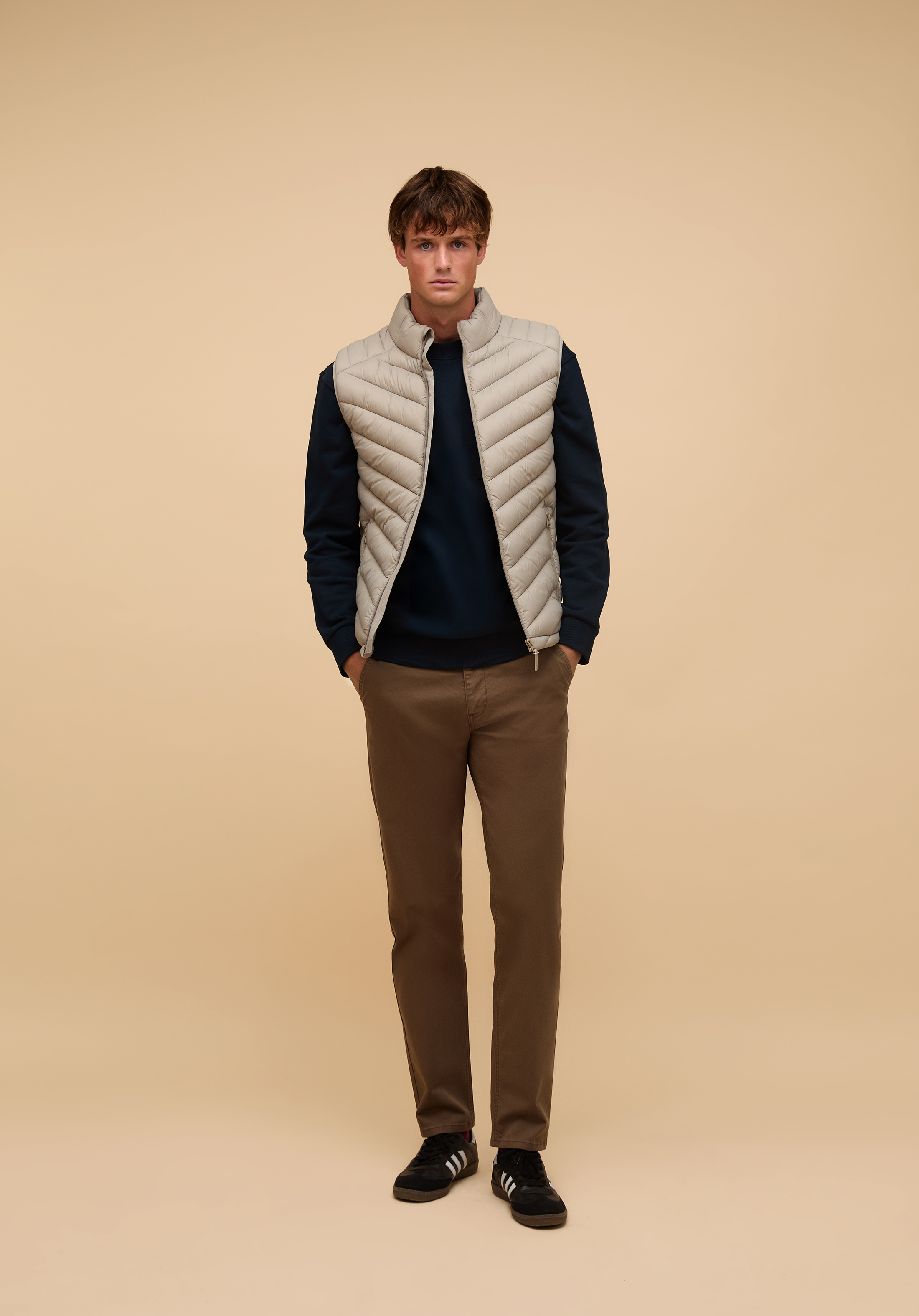 Slim Fit     Erkek Bej Yelek