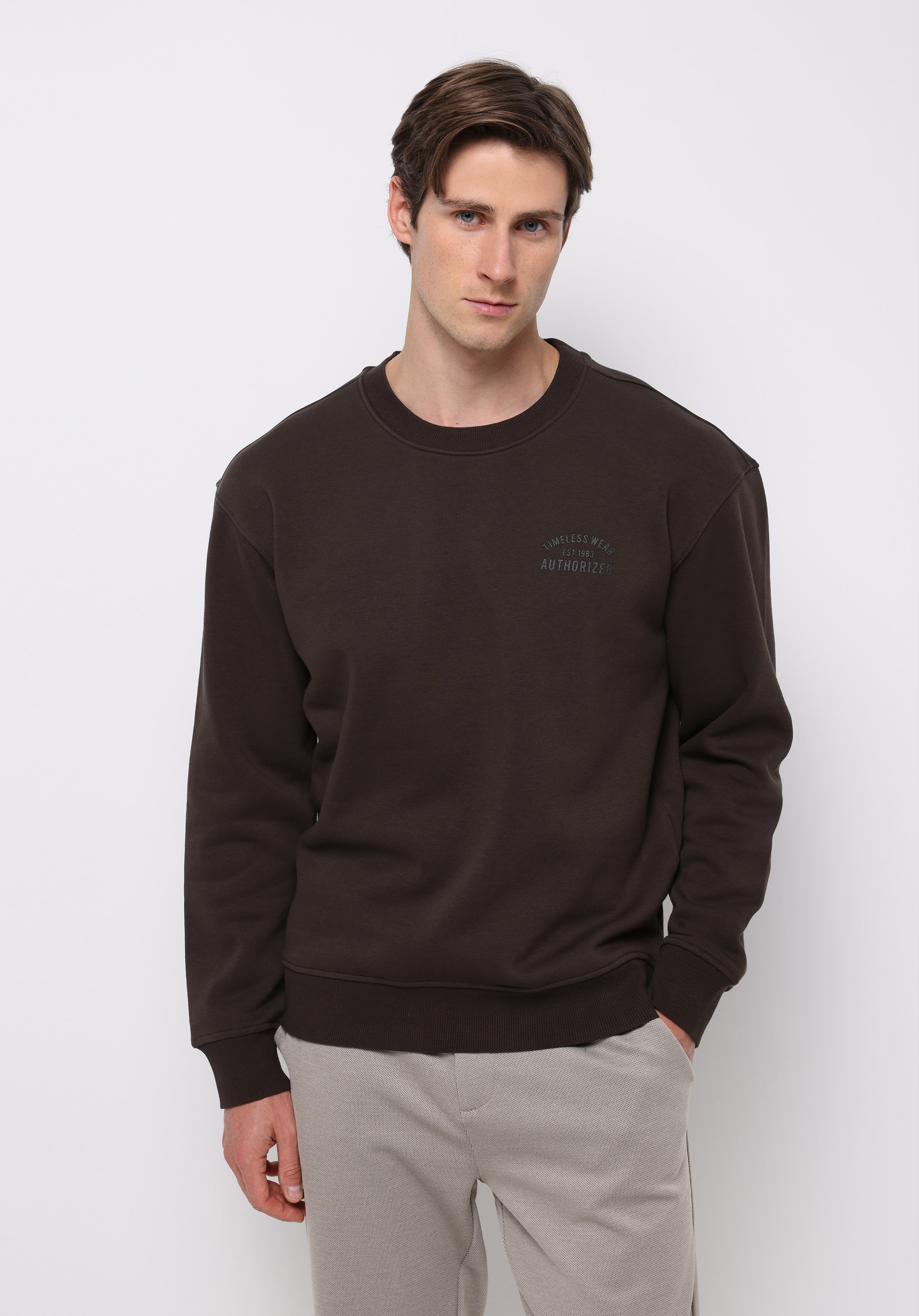 Comfort Fit   Erkek Kahverengi Sweatshirt