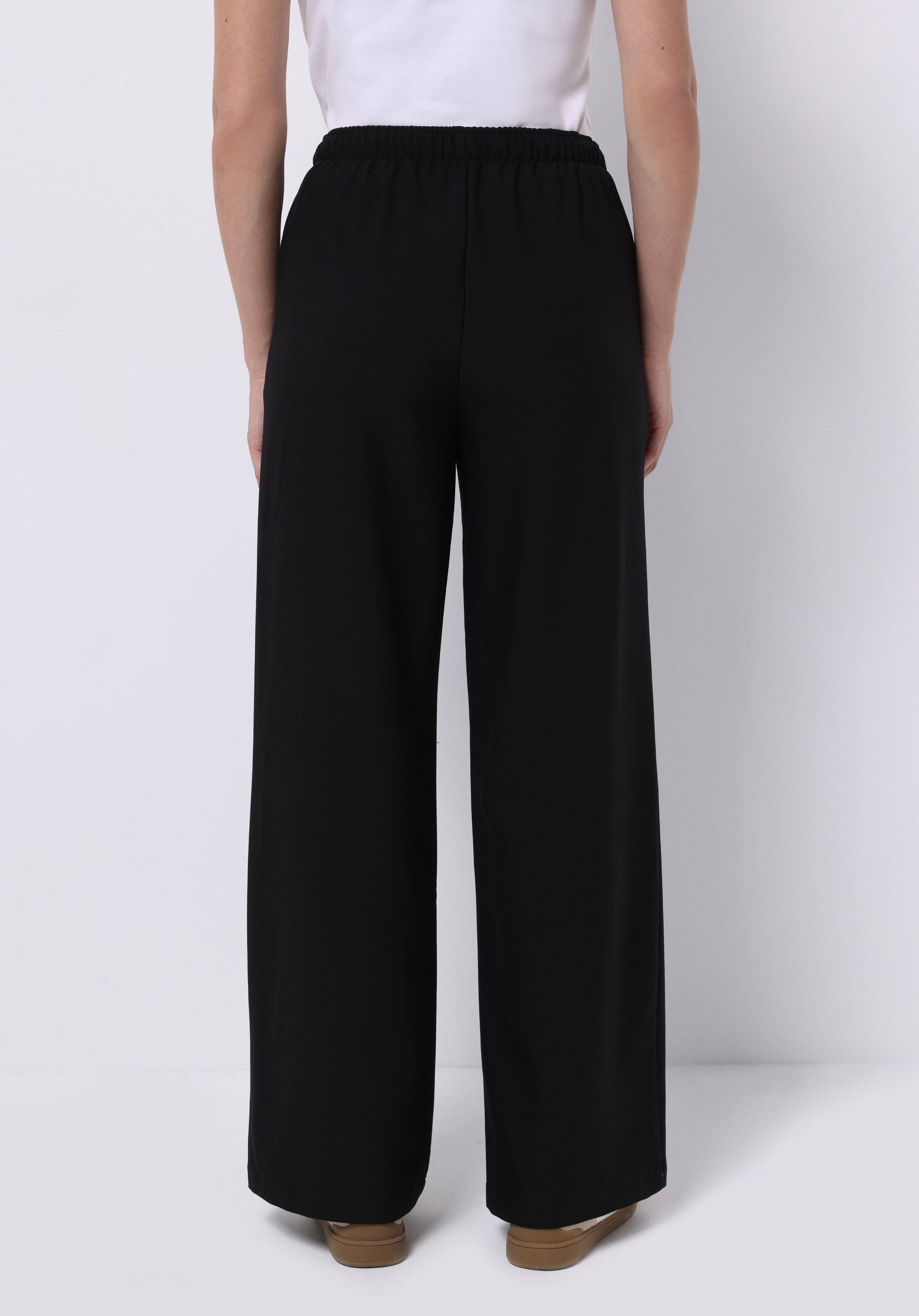 Regular Fit Yüksel Bel Geniş Paça Kadın Siyah  Pantolon