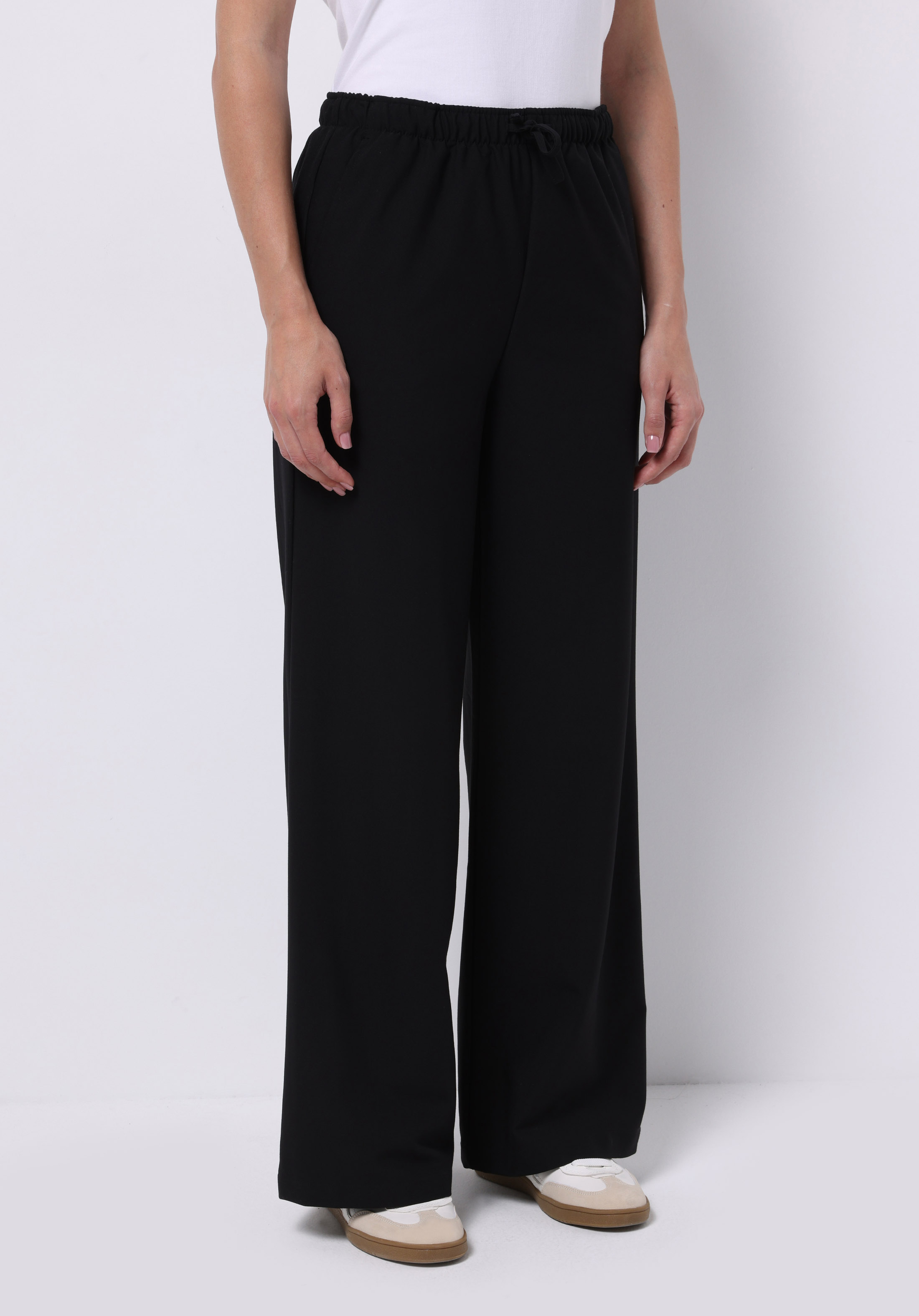 Regular Fit Yüksel Bel Geniş Paça Kadın Siyah  Pantolon