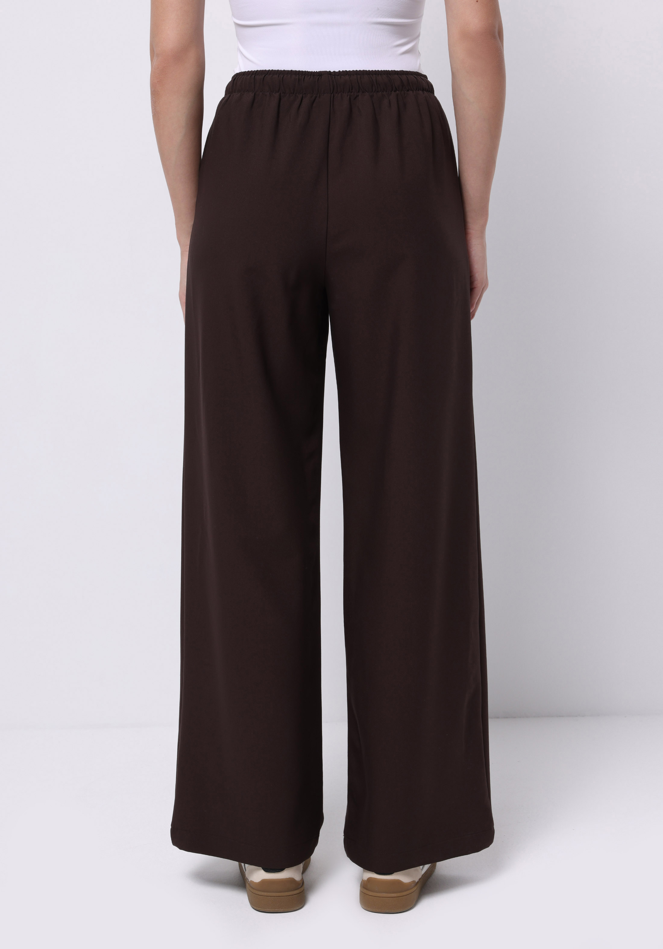 Regular Fit Yüksel Bel Geniş Paça Kadın Kahverengi  Pantolon