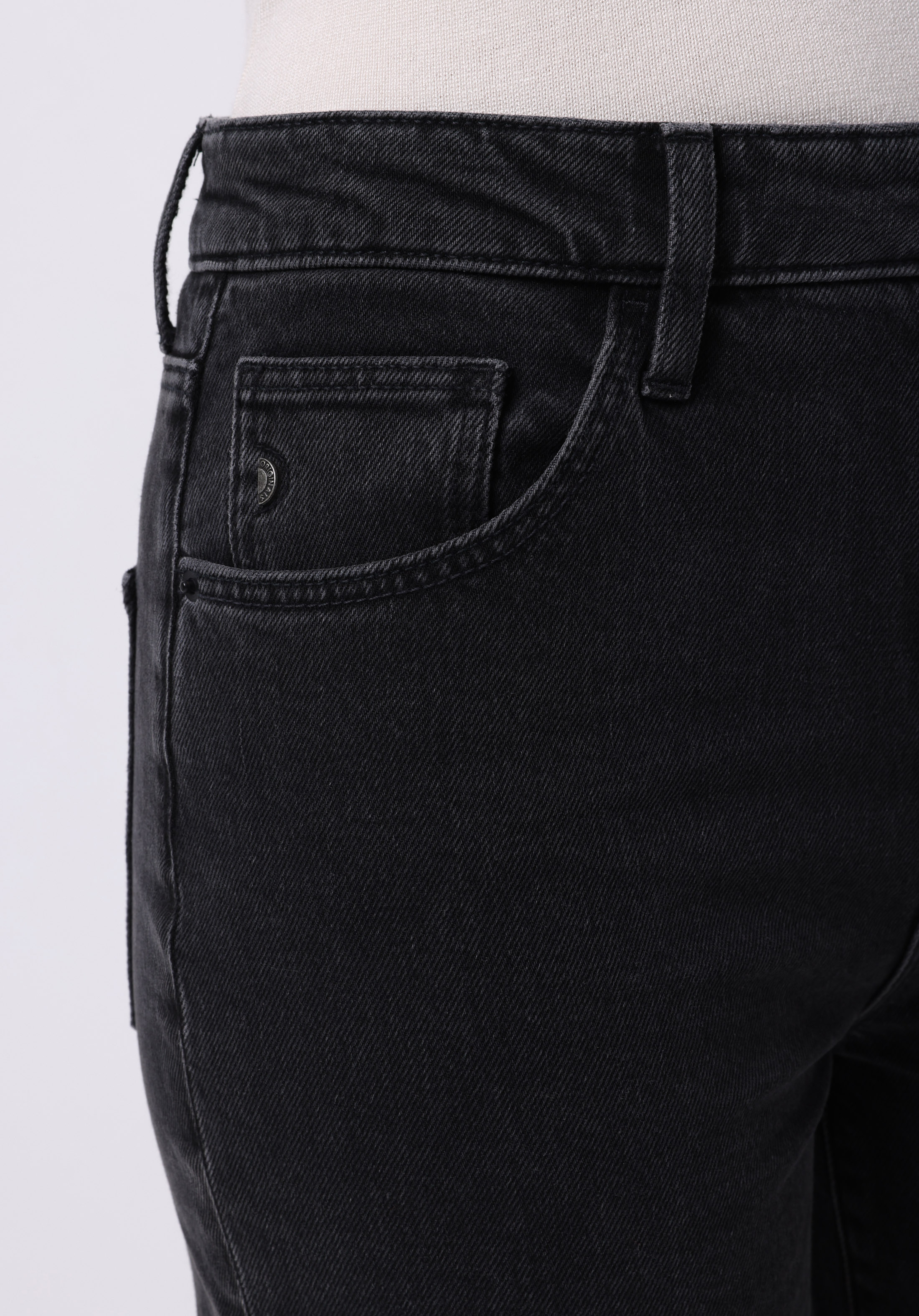 Straight Fit Yüksek Bel Düz Paça Kadın Siyah Jean Pantolon