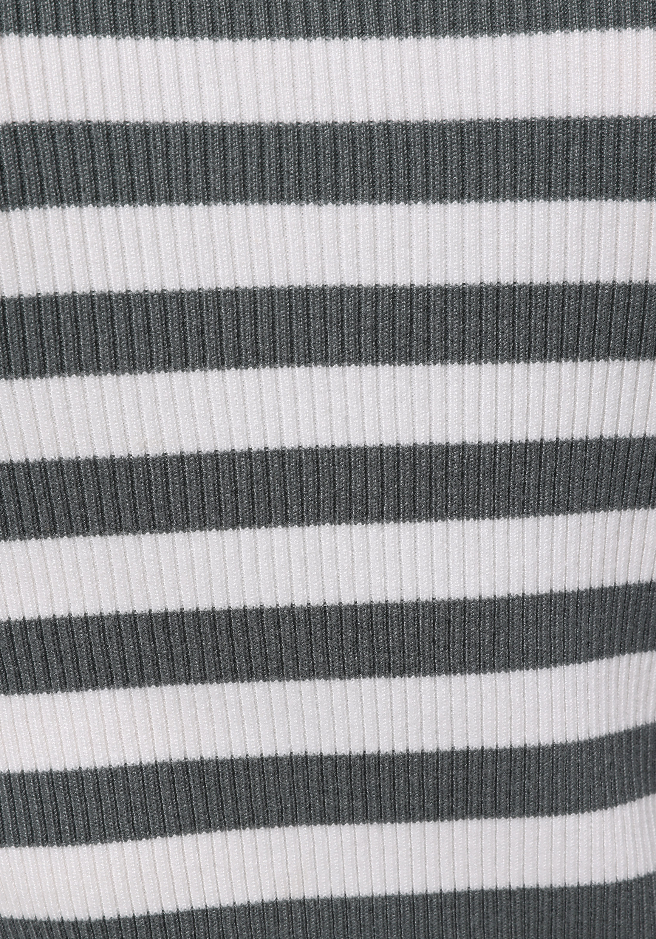 Slim Fit Yuvarlak Yaka Çizgili Kadın Yeşil Kazak