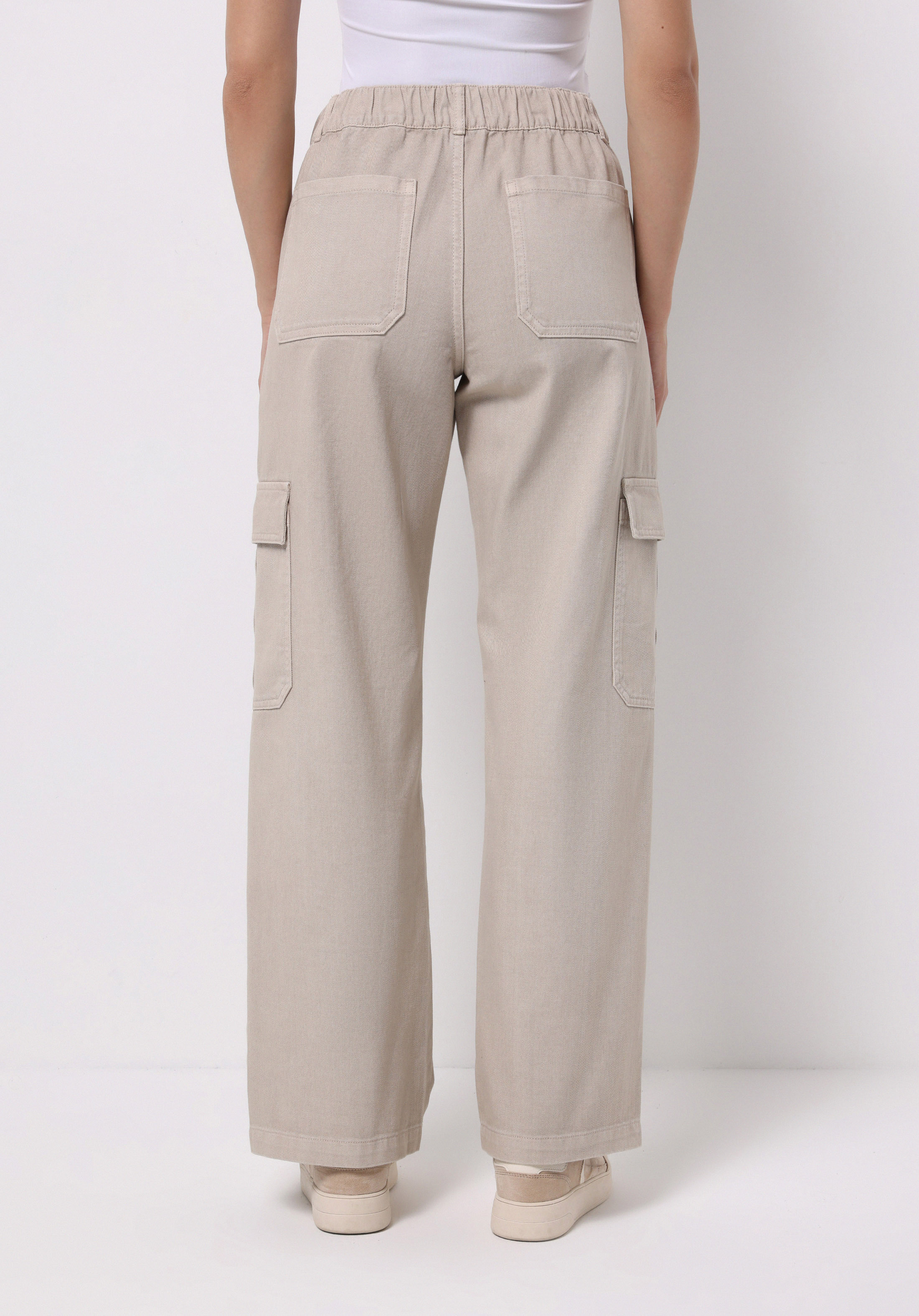 Regular Fit Yüksel Bel Geniş Paça Kadın Bej  Pantolon