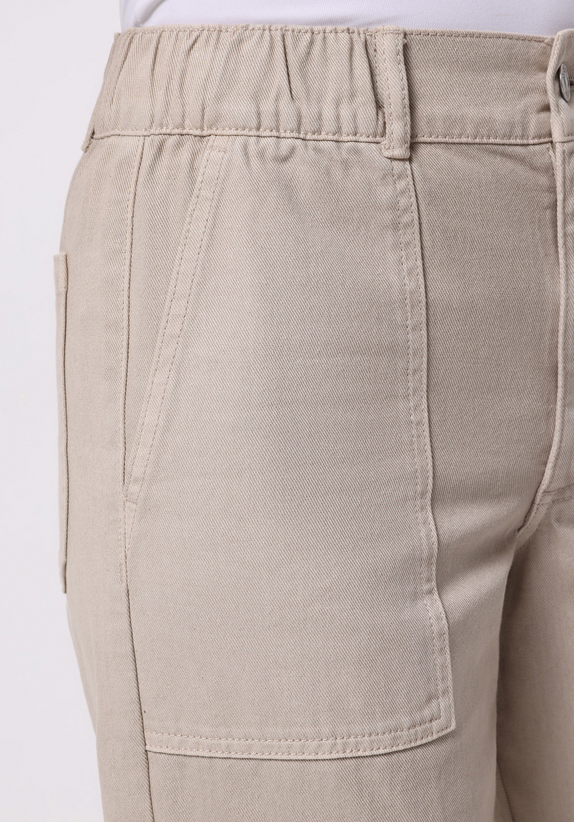 Regular Fit Yüksel Bel Geniş Paça Kadın Bej  Pantolon