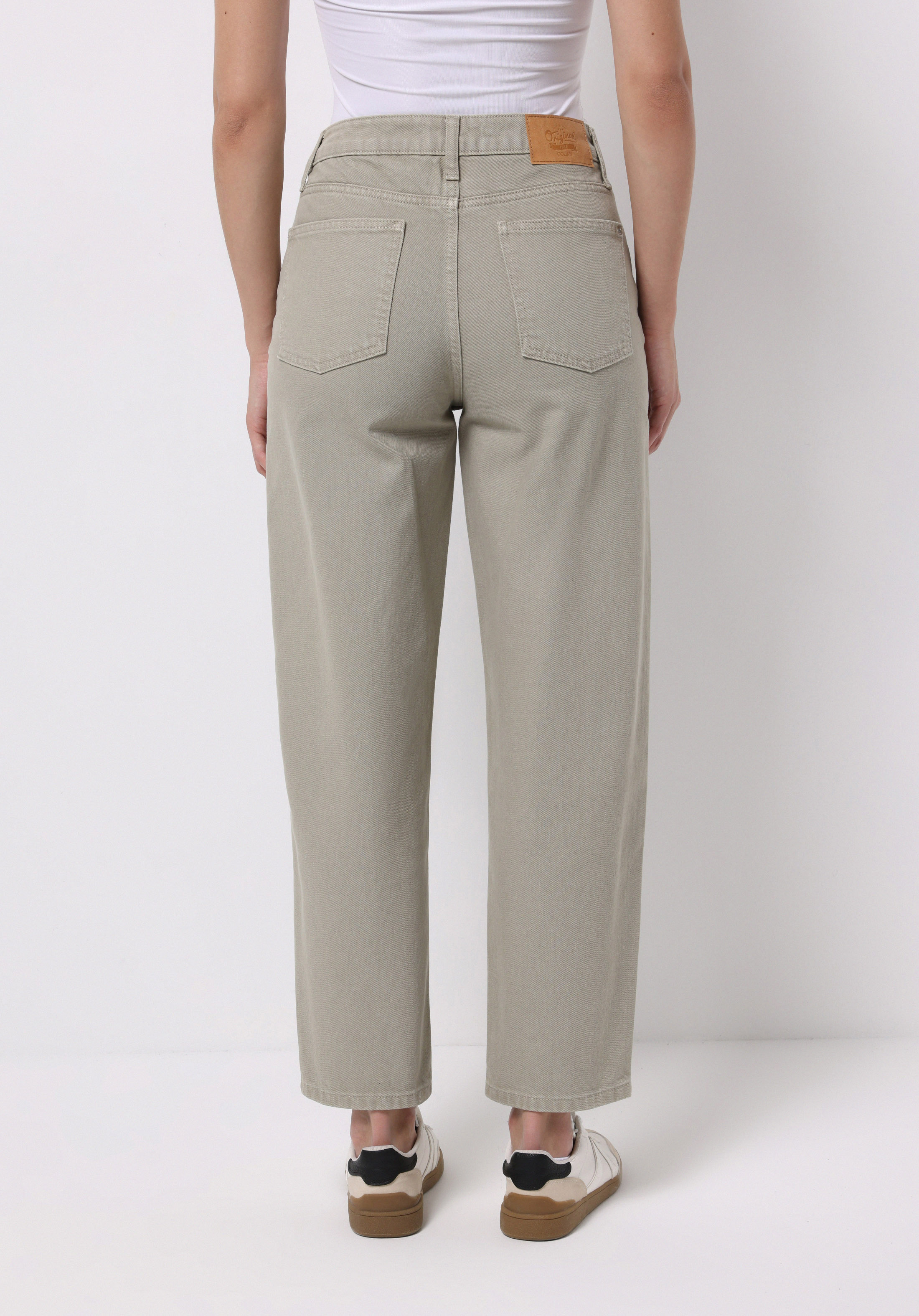 Barrel Fit Yüksel Bel Düz Paça Kadın Yeşil  Pantolon