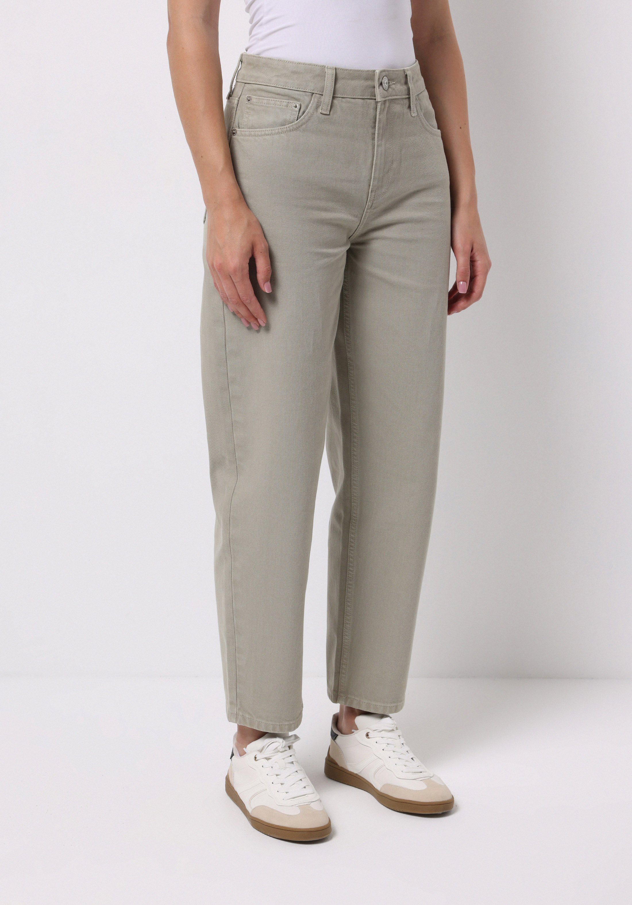 Barrel Fit Yüksel Bel Düz Paça Kadın Yeşil  Pantolon