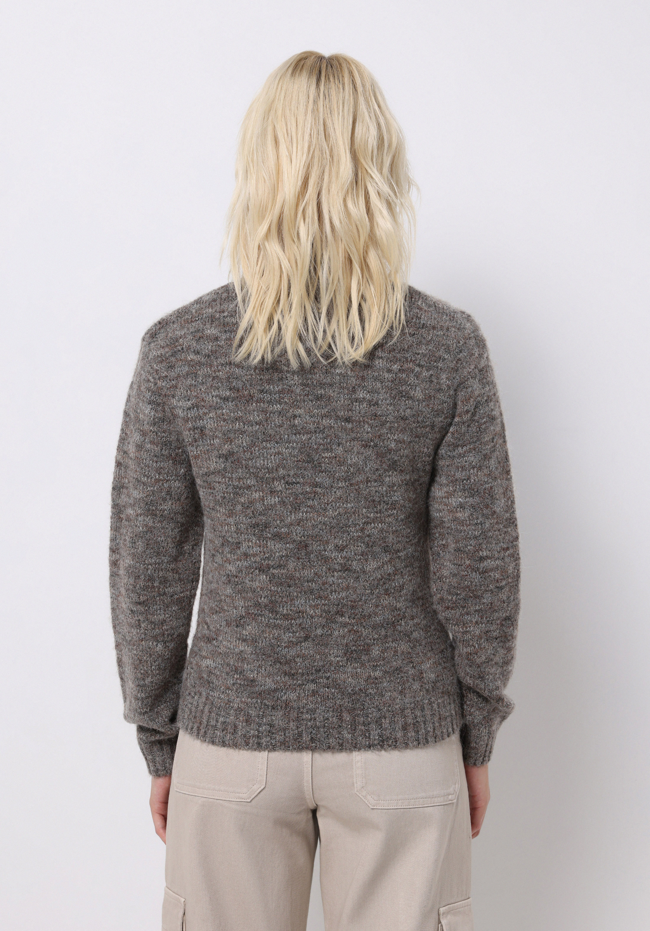 Slim Fit Dik Yaka Düz Kadın Kahverengi Kazak