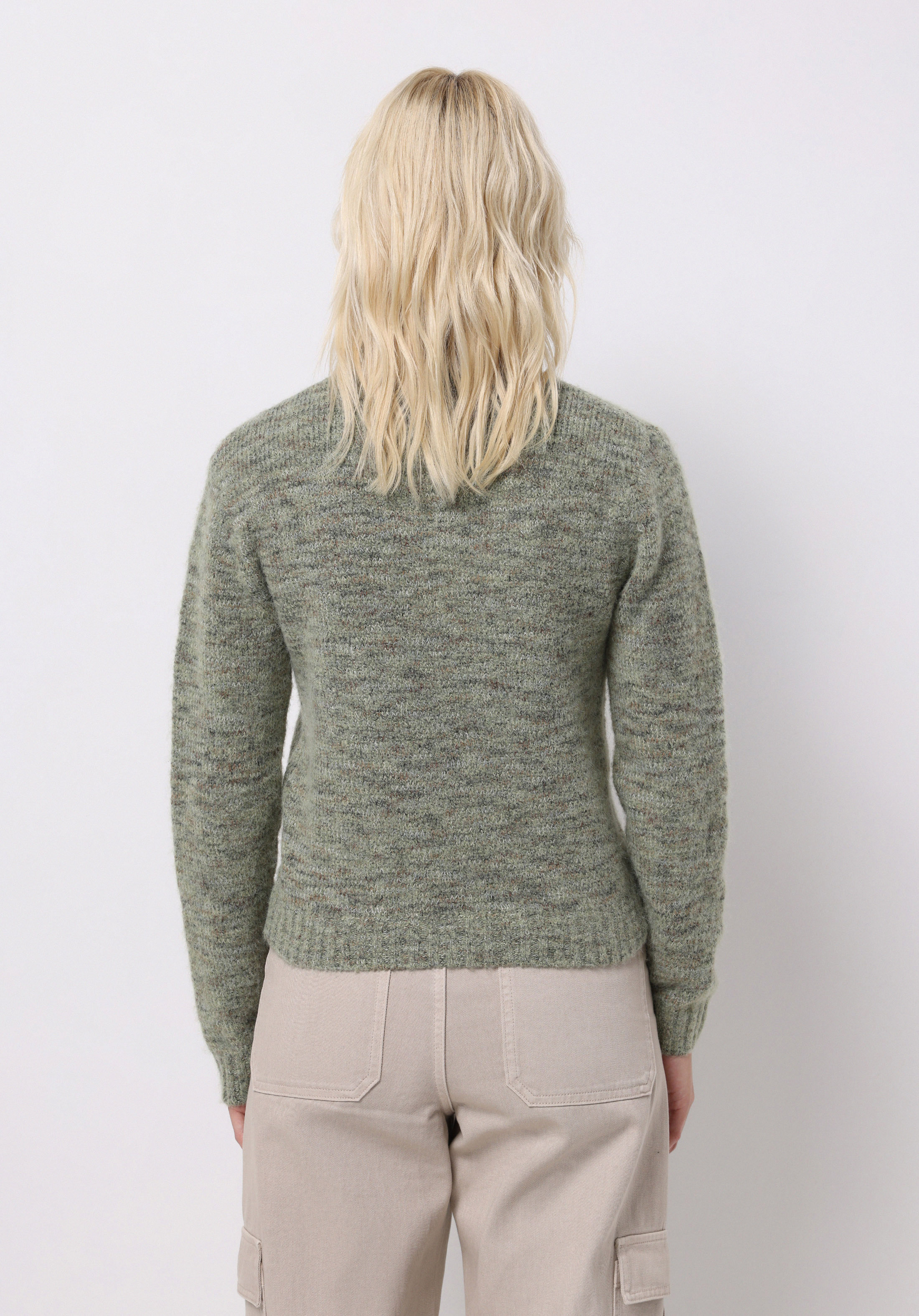 Slim Fit Dik Yaka Düz Kadın Yeşil Kazak