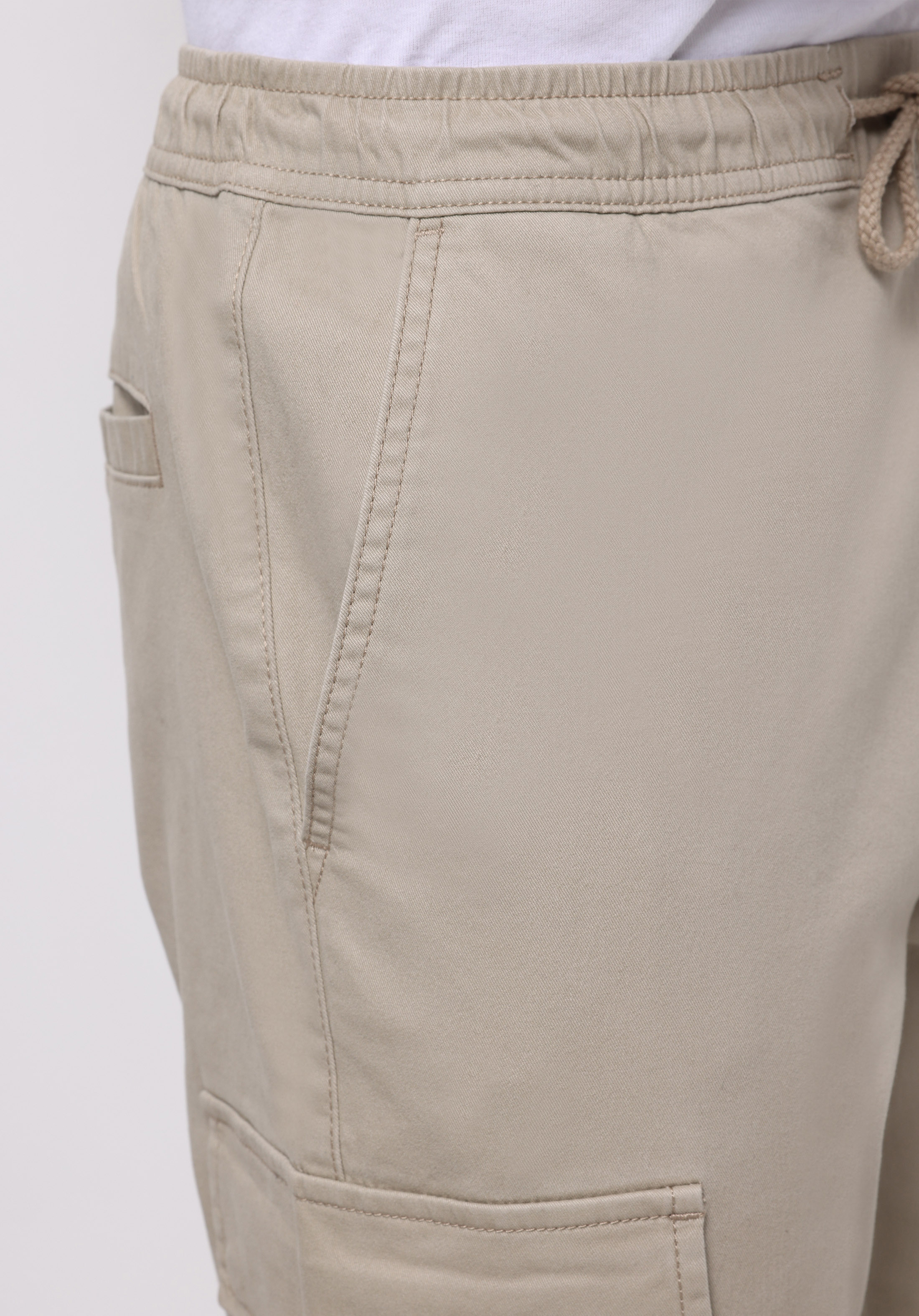 Cargo Fit Orta Bel Lastikli Paça Erkek Bej  Pantolon