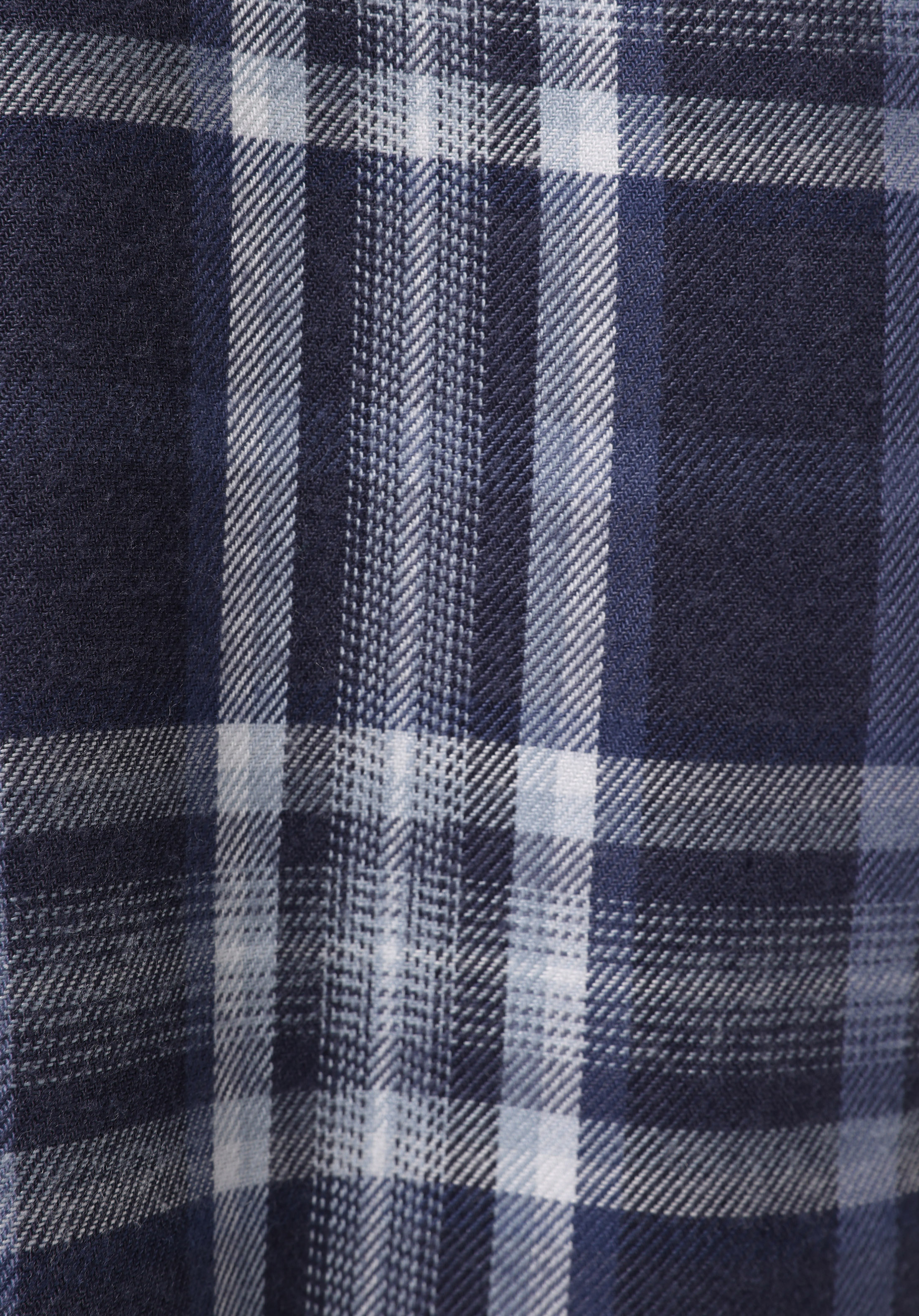 Relax Fit Shirt Neck Ekoseli Kadın Lacivert Uzun Kol Gömlek