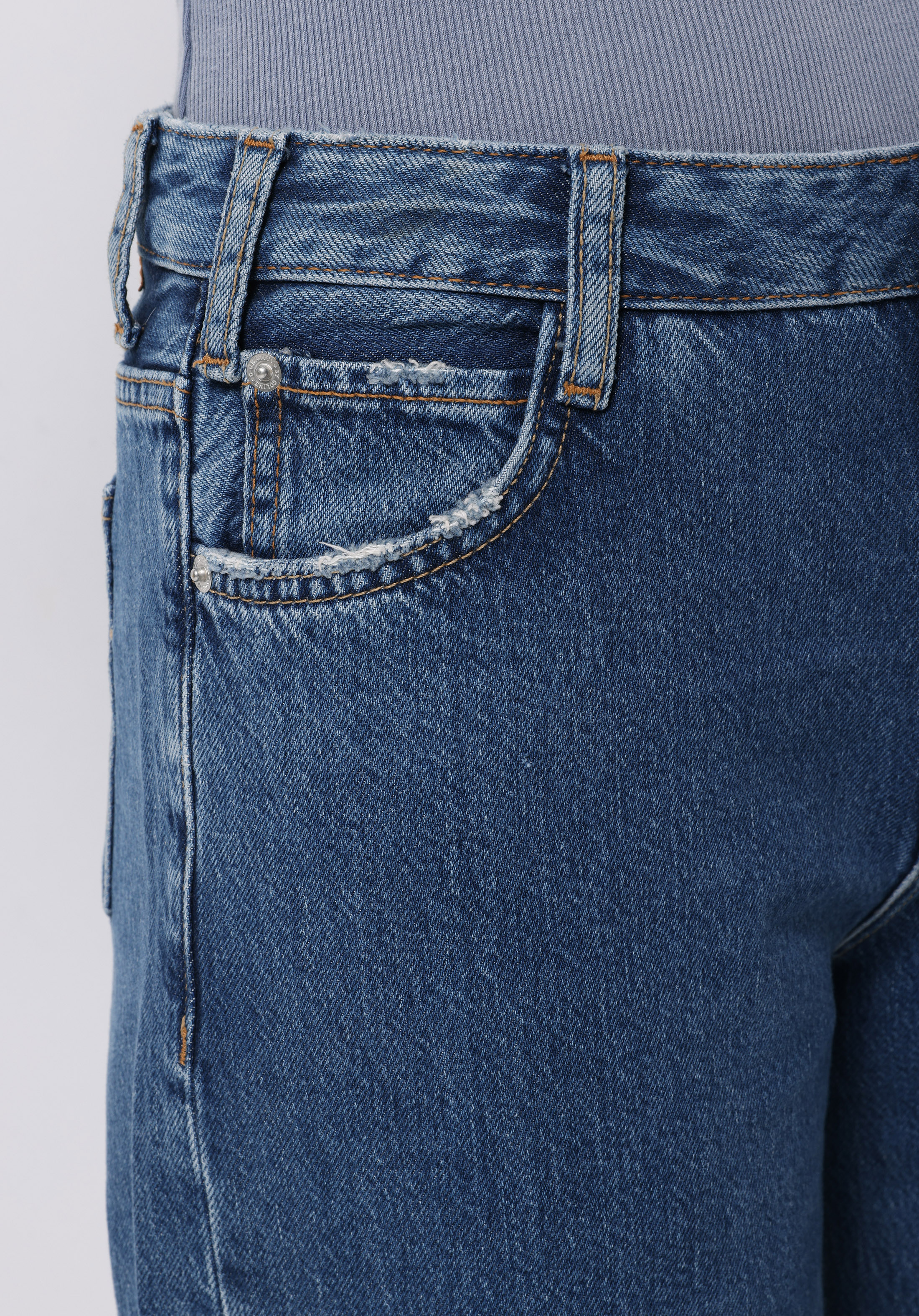 Loose Fit Düşük Bel Geniş Paça Kadın İndigo Jean Pantolon