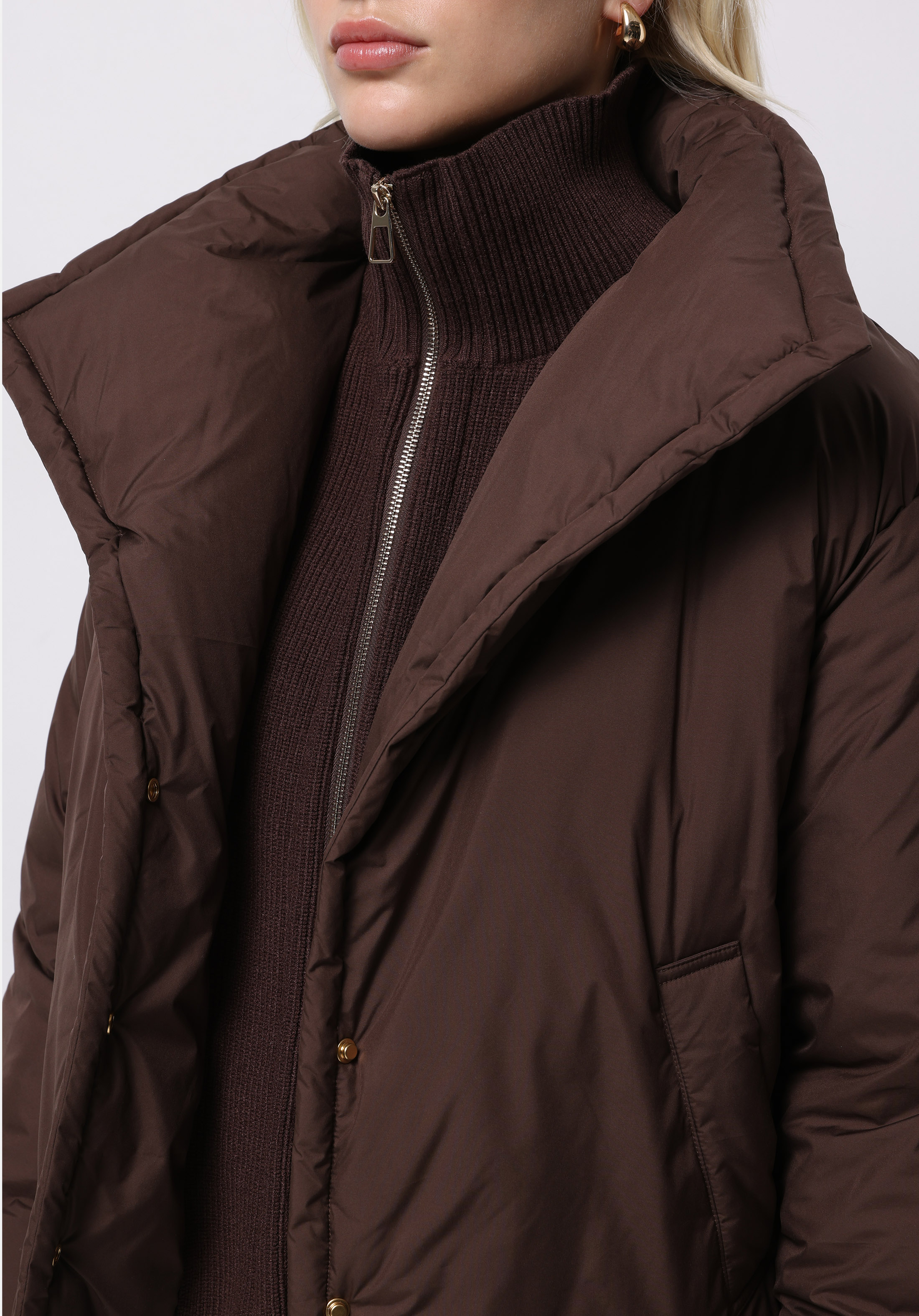 Regular Fit Fermuarlı Fermuarlı Astarlı  Kadın Kahverengi Mont