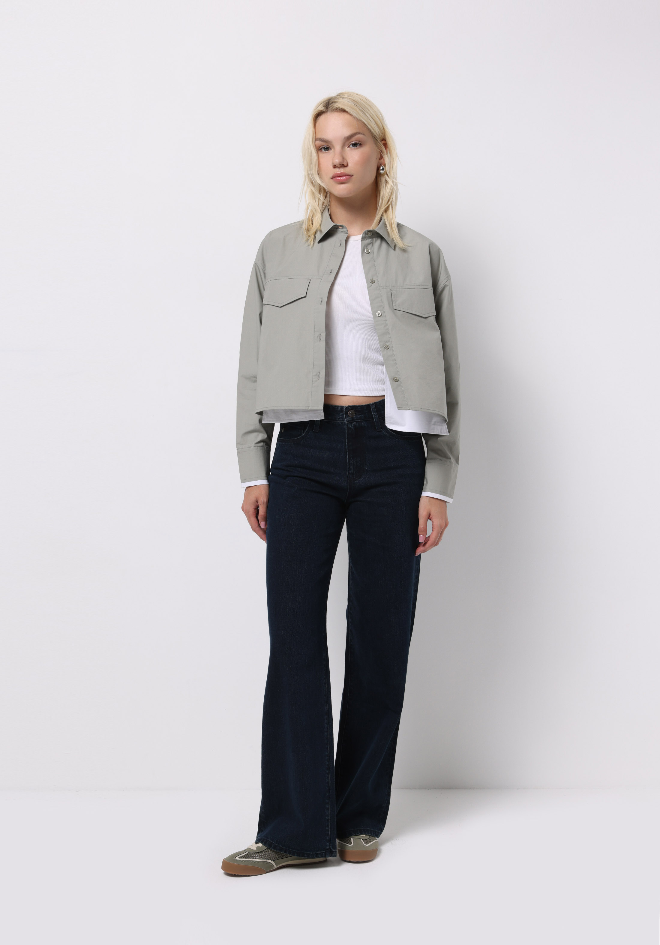 Regular Fit Yüksek Bel Geniş Paça Kadın Koyu İndigo Jean Pantolon