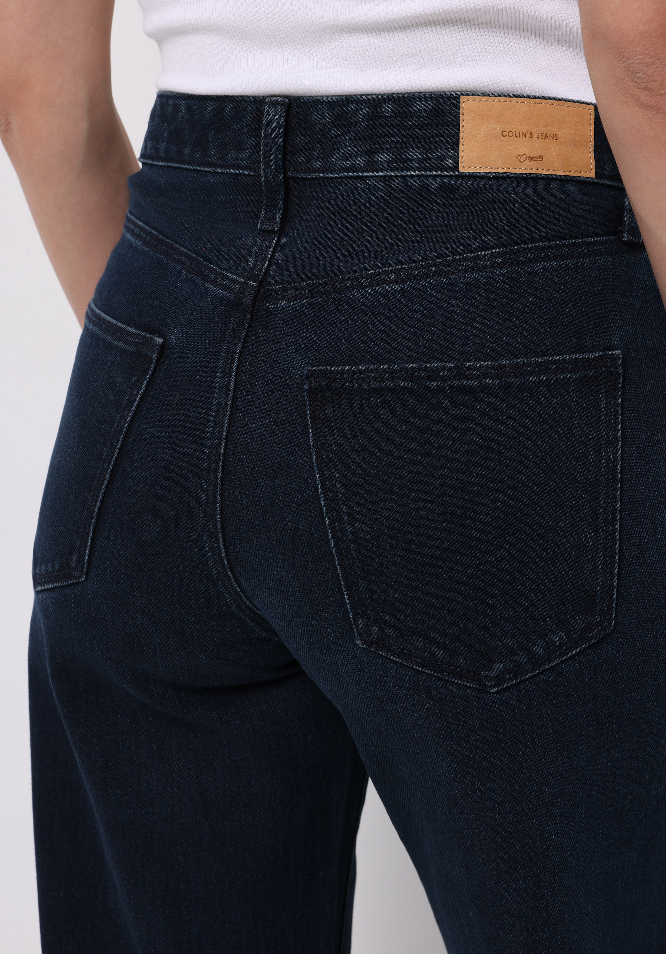 Regular Fit Yüksek Bel Geniş Paça Kadın Koyu İndigo Jean Pantolon