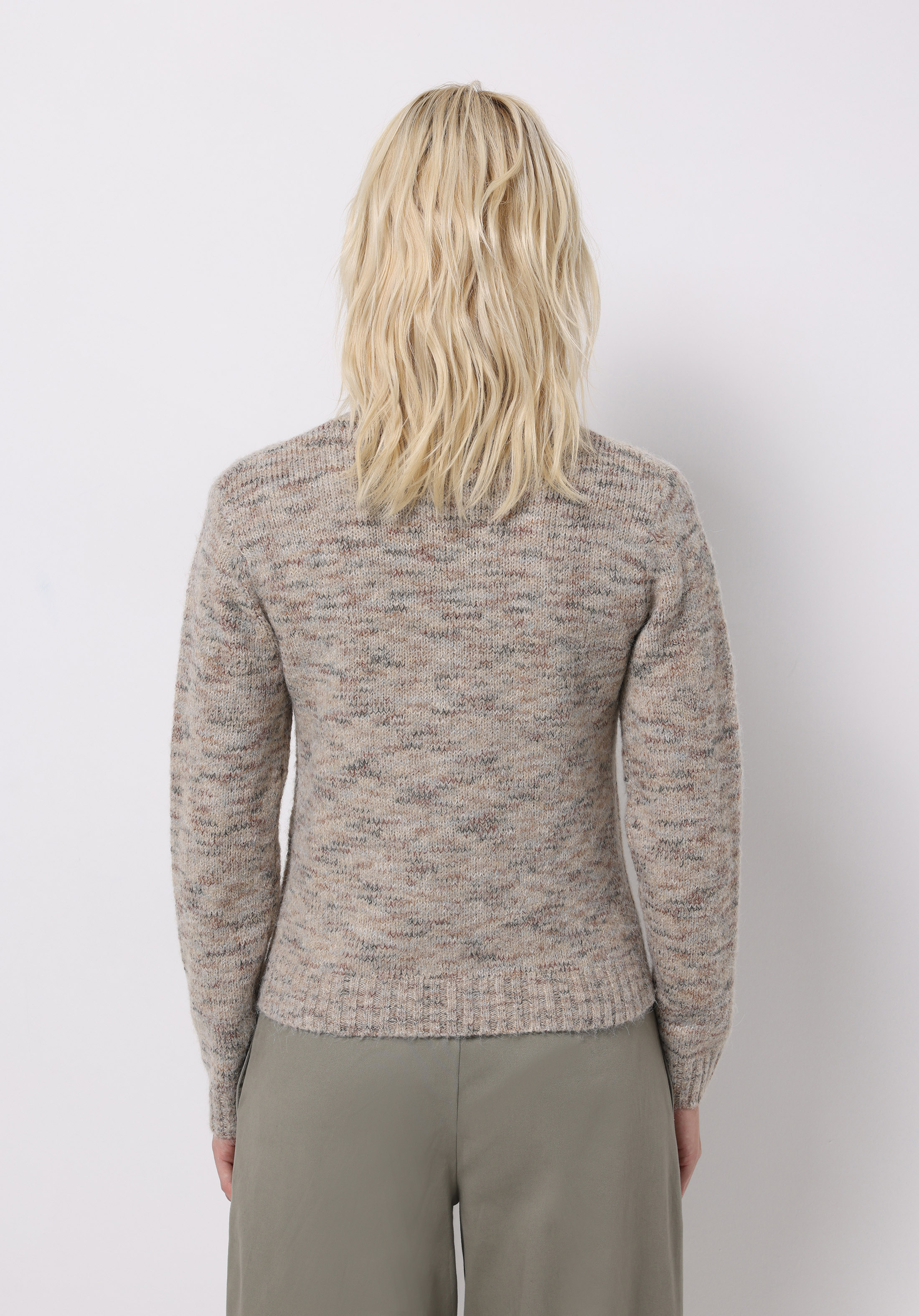 Slim Fit Dik Yaka Düz Kadın Bej Kazak