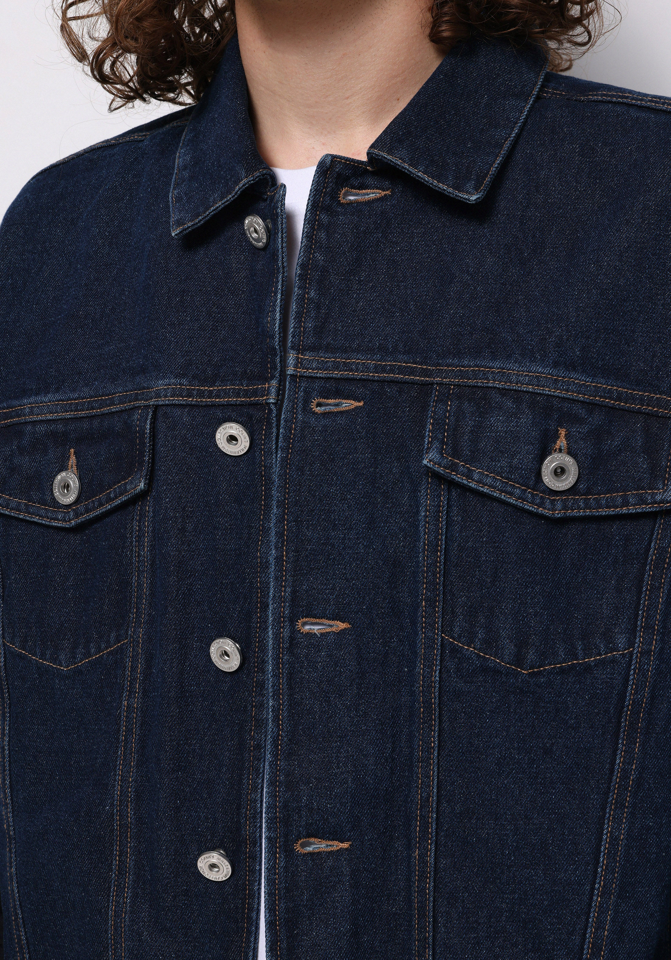 Oversize Fit Düğmeli Astarsız  Erkek Koyu Mavi Ceket