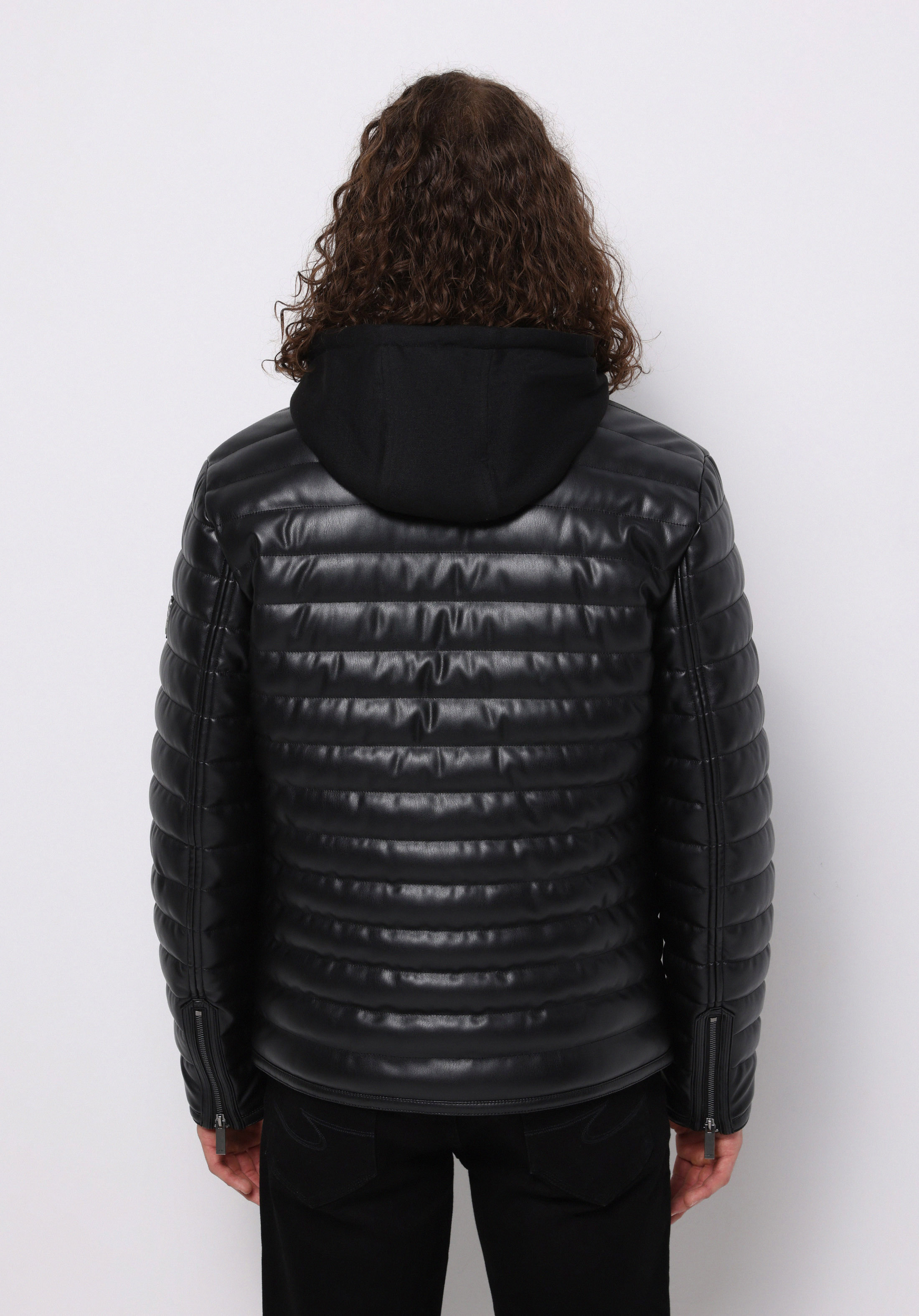 Slim Fit     Erkek Siyah Mont Pu