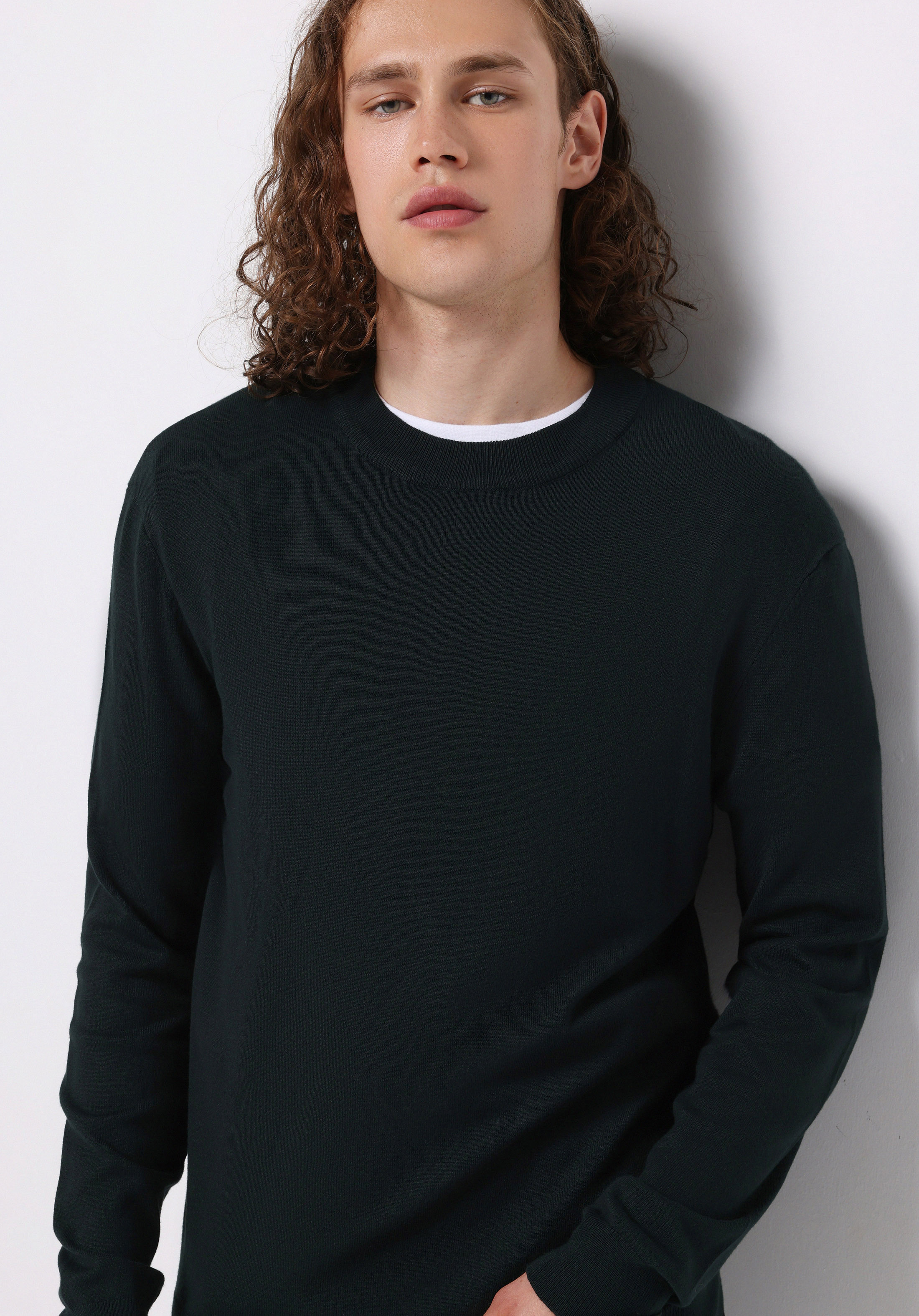 Regular Fit Yuvarlak Yaka Jakarlı Erkek Yeşil Kazak