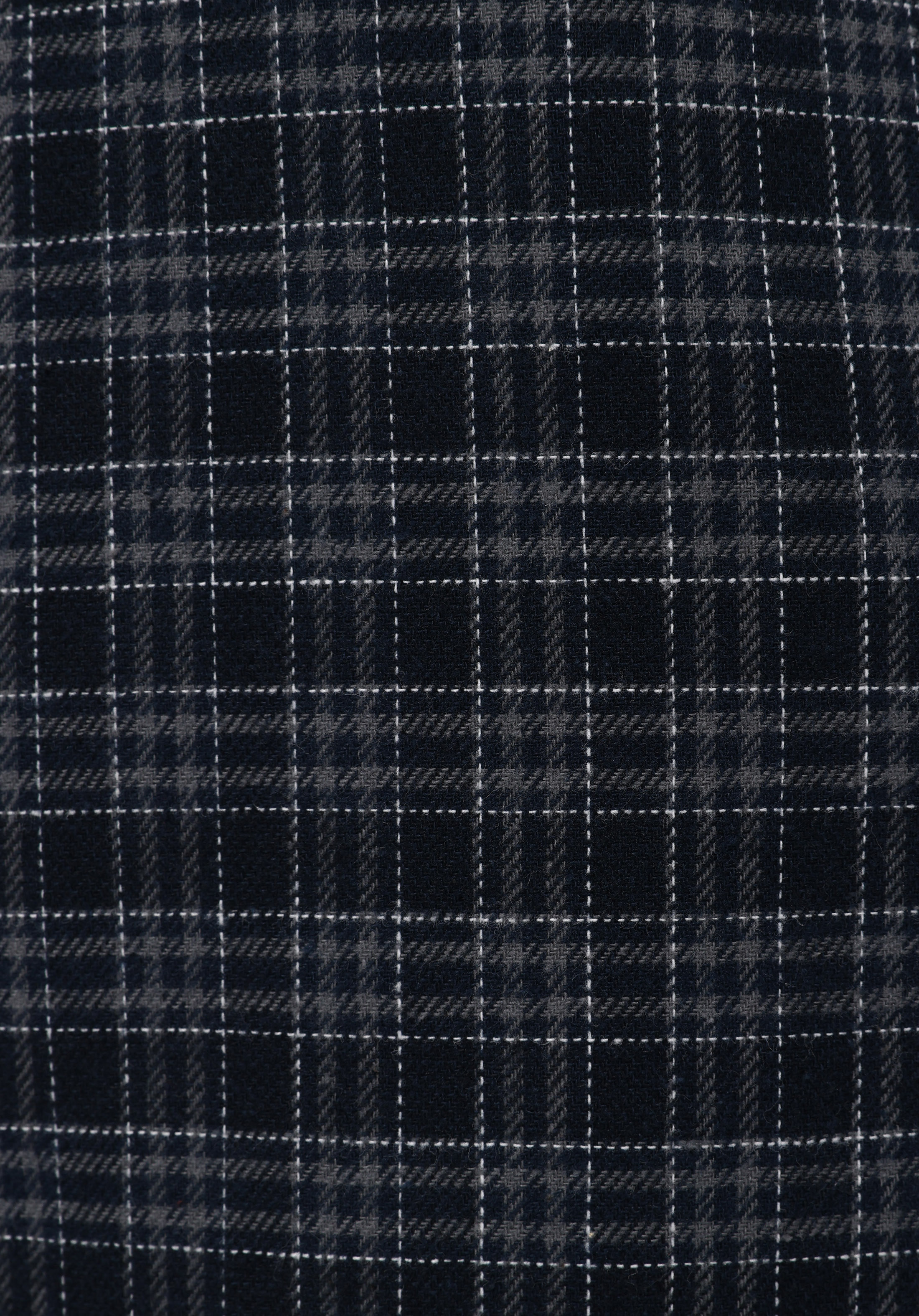 Regular Fit Shirt Neck Ekoseli Erkek Lacivert Uzun Kol Gömlek