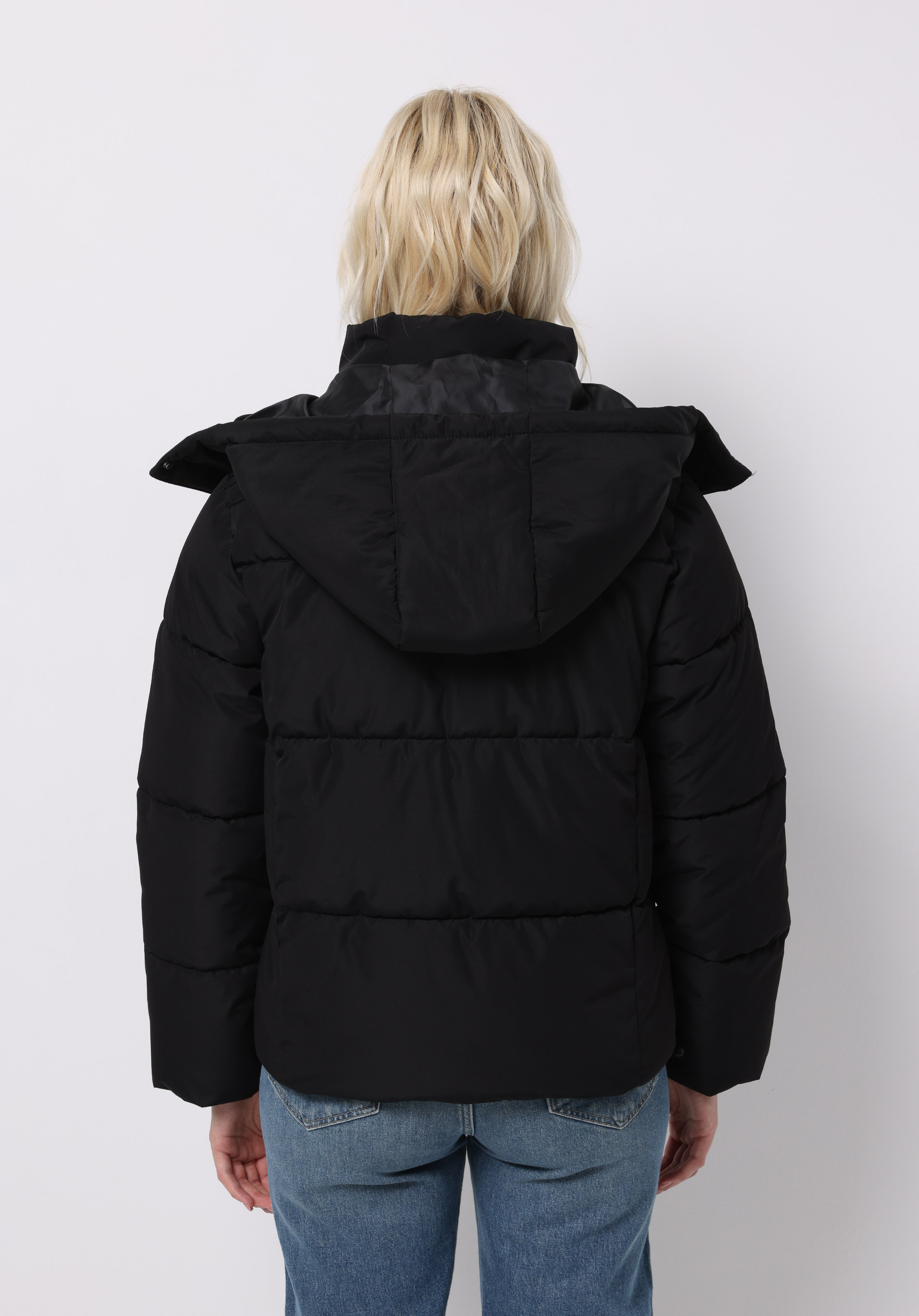 Regular Fit Kapüşonlu Fermuarlı Astarlı Çıkarılabilir Kapüşonlu Kadın Siyah Mont