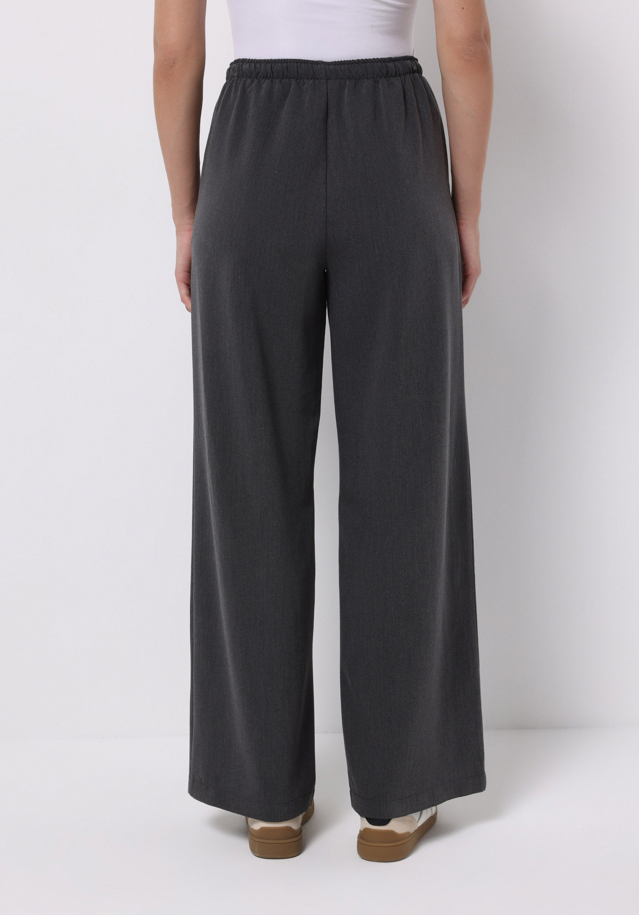 Regular Fit Yüksel Bel Geniş Paça Kadın Antrasit  Pantolon