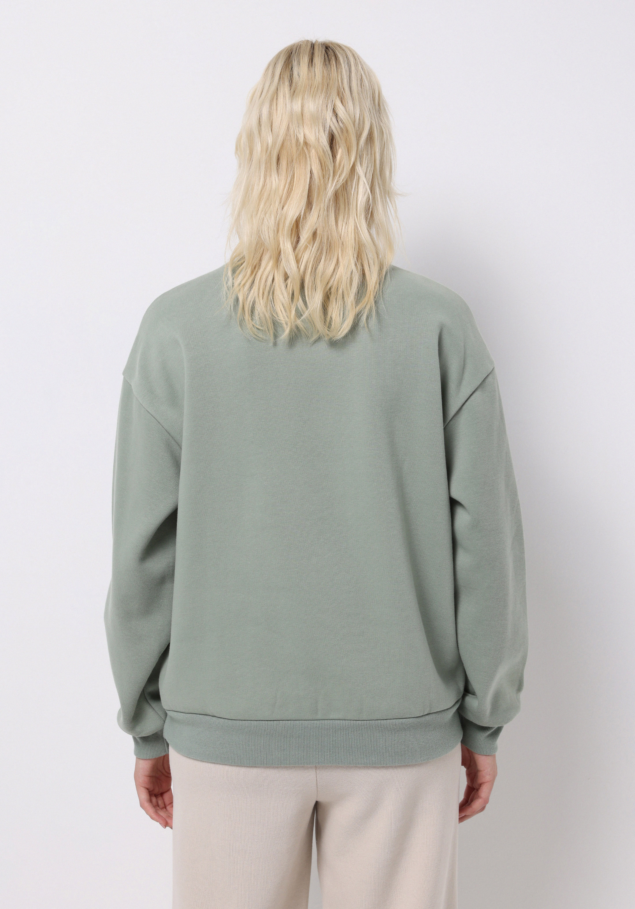 Regular Fit Yuvarlak Yaka Baskılı Kadın Yeşil Sweatshirt