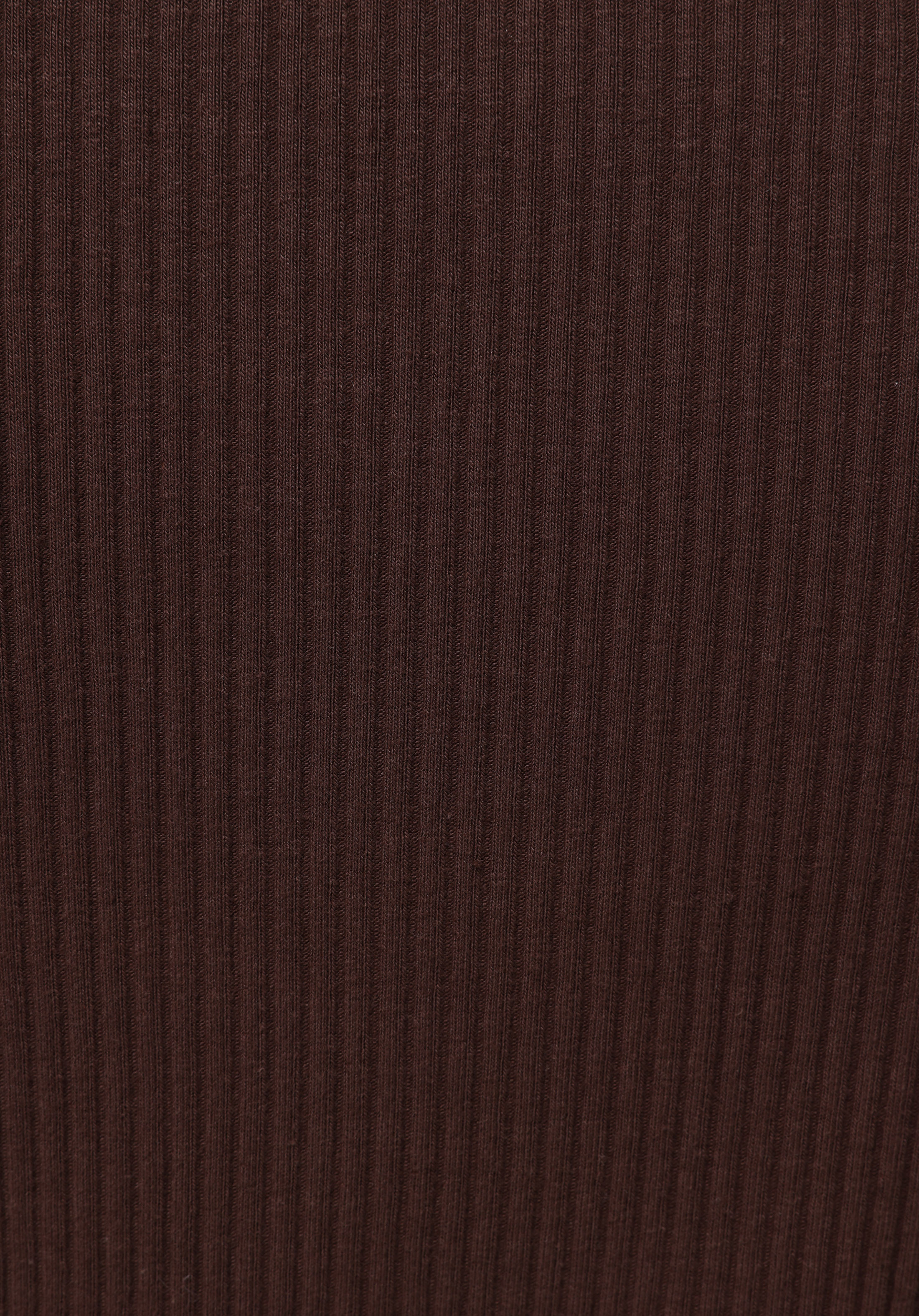 Slim Fit Yarım Balıkçı Yaka Düz Kadın Kahverengi Tişört