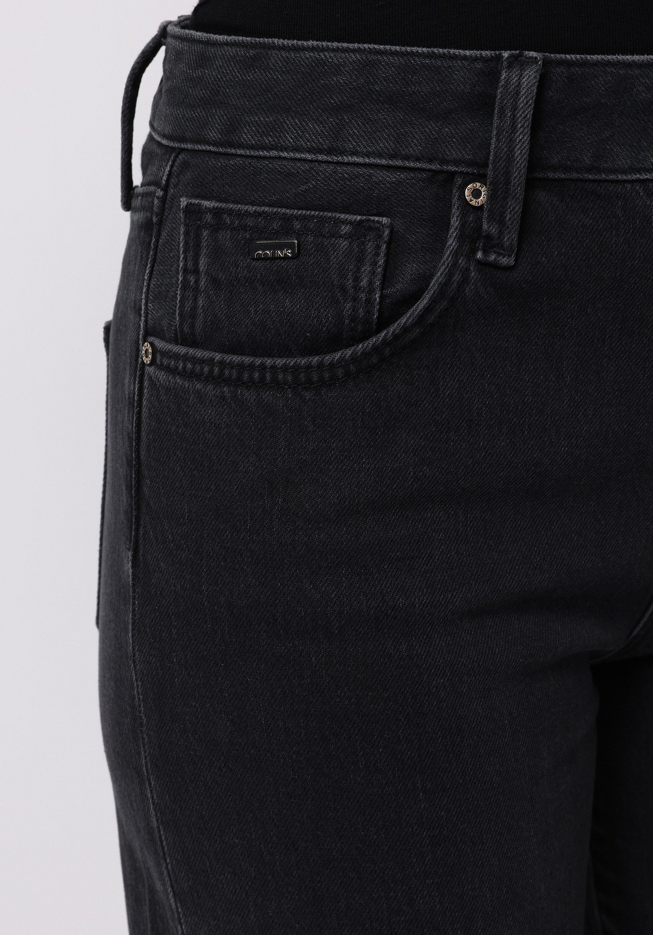 Regular Fit   Kadın Siyah Jean Pantolon