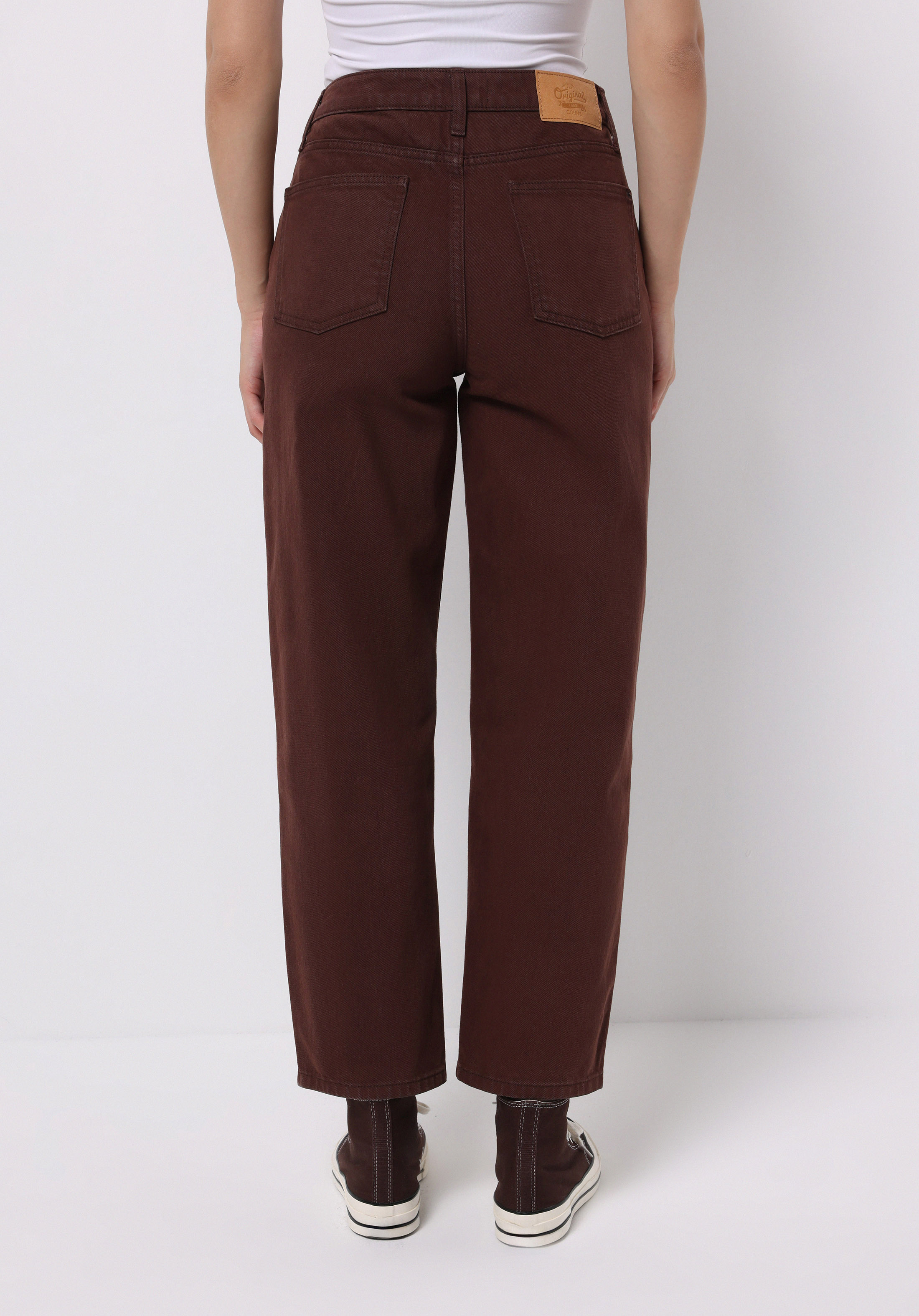 Barrel Fit Yüksel Bel Düz Paça Kadın Kahverengi  Pantolon