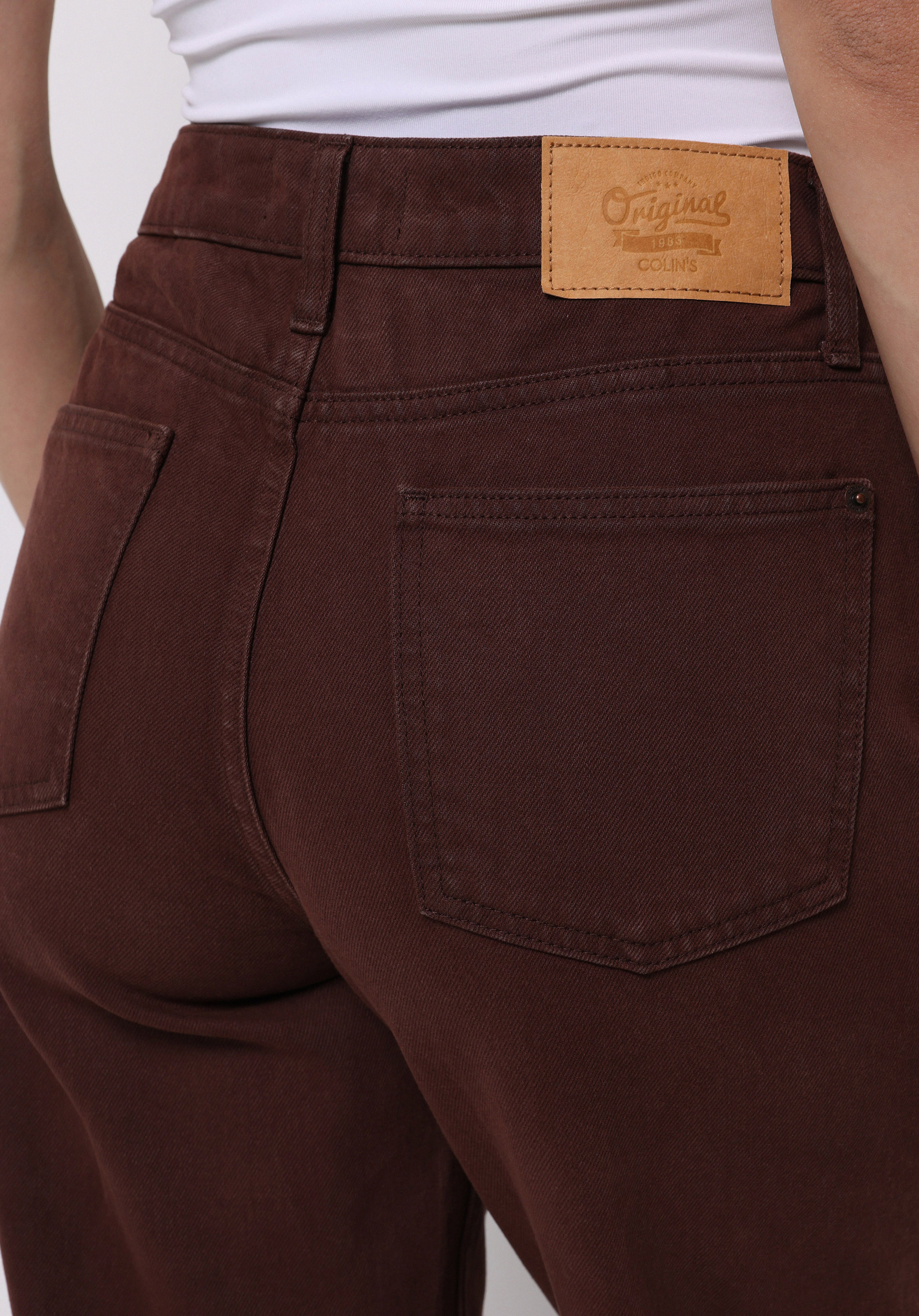 Barrel Fit Yüksel Bel Düz Paça Kadın Kahverengi  Pantolon