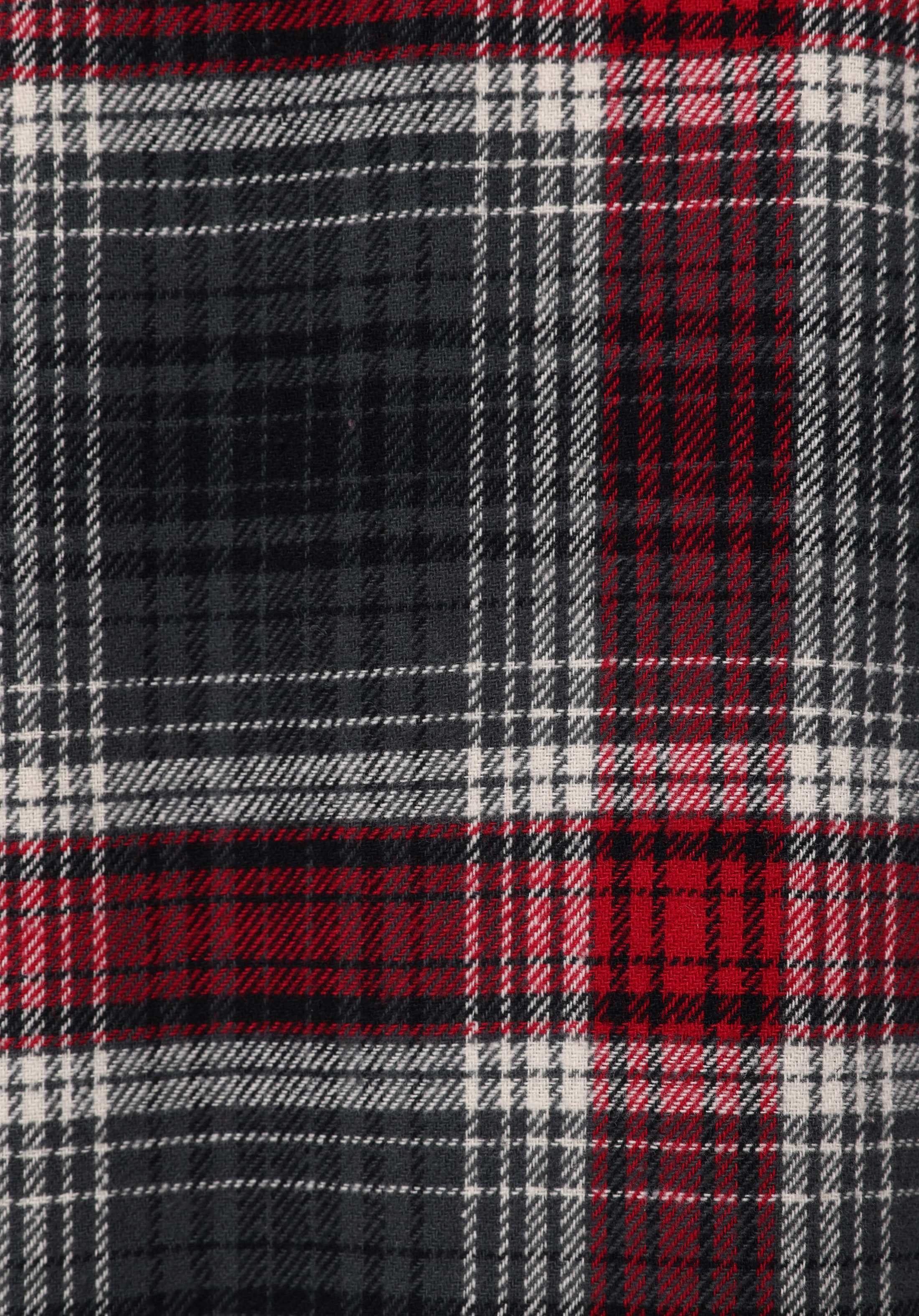 Regular Fit Shirt Neck Ekoseli Kadın Bordo Uzun Kol Gömlek