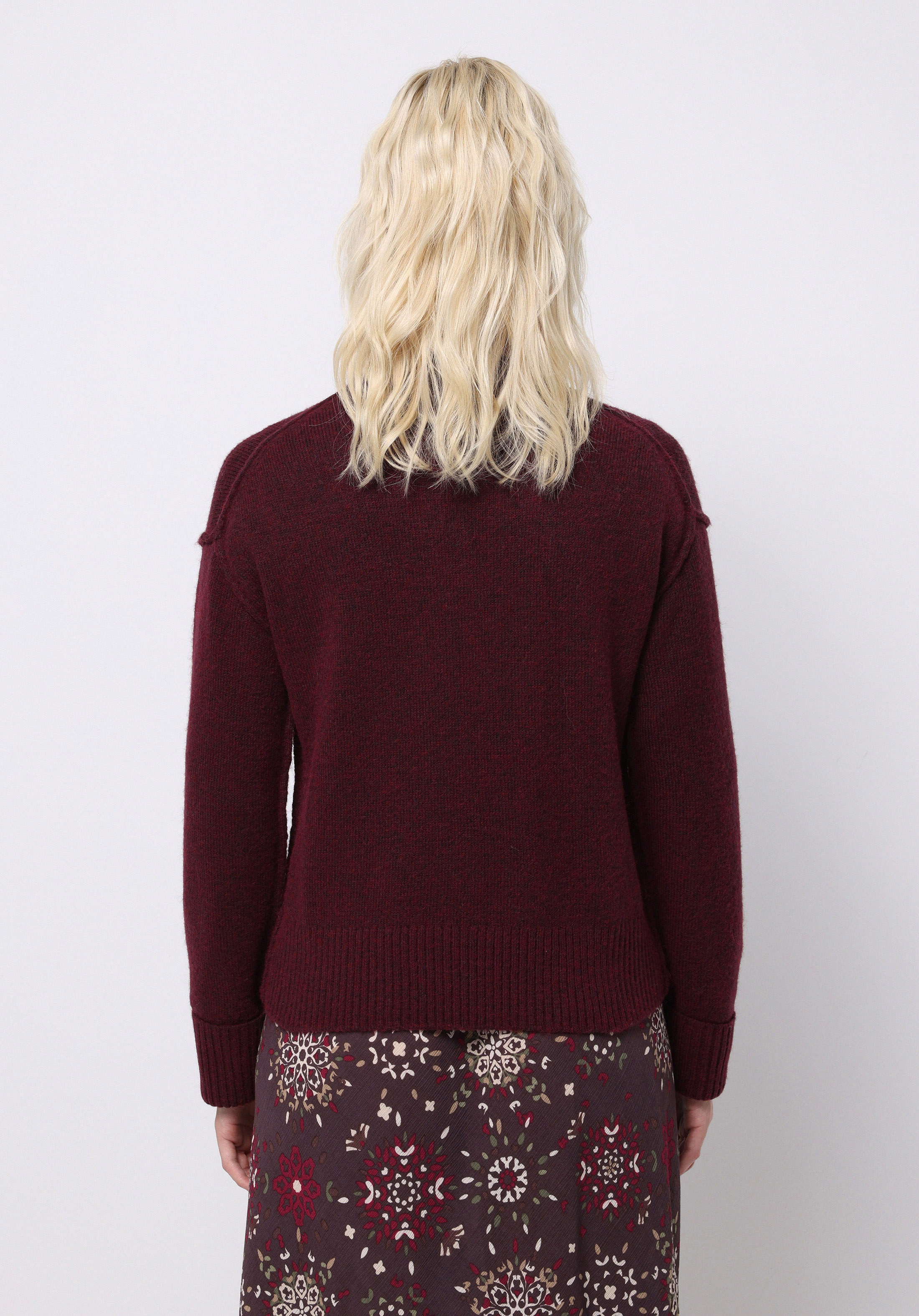 Regular Fit Yuvarlak Yaka Düz Kadın Mor Kazak