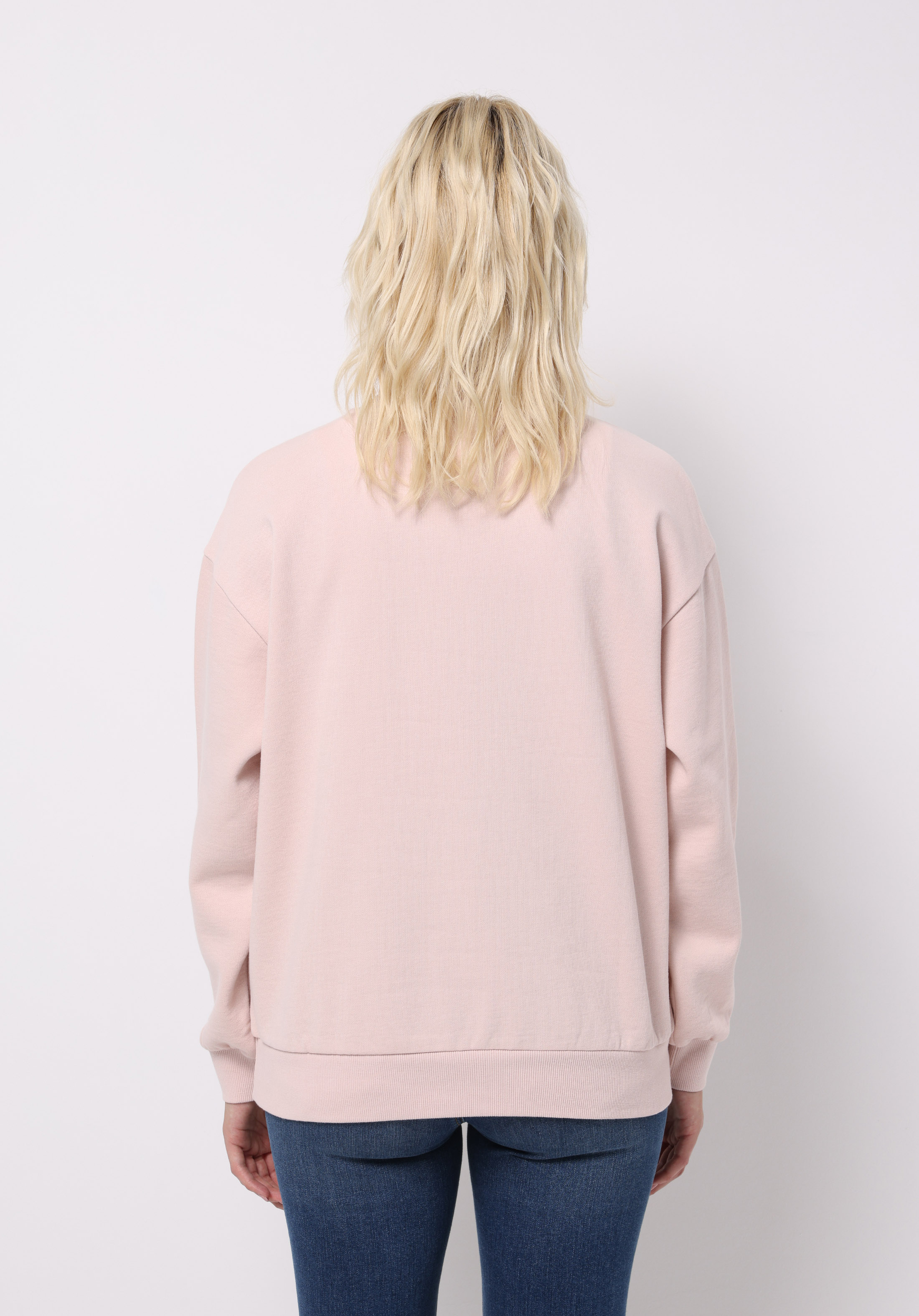 Regular Fit Yuvarlak Yaka Düz Kadın Pembe Sweatshirt