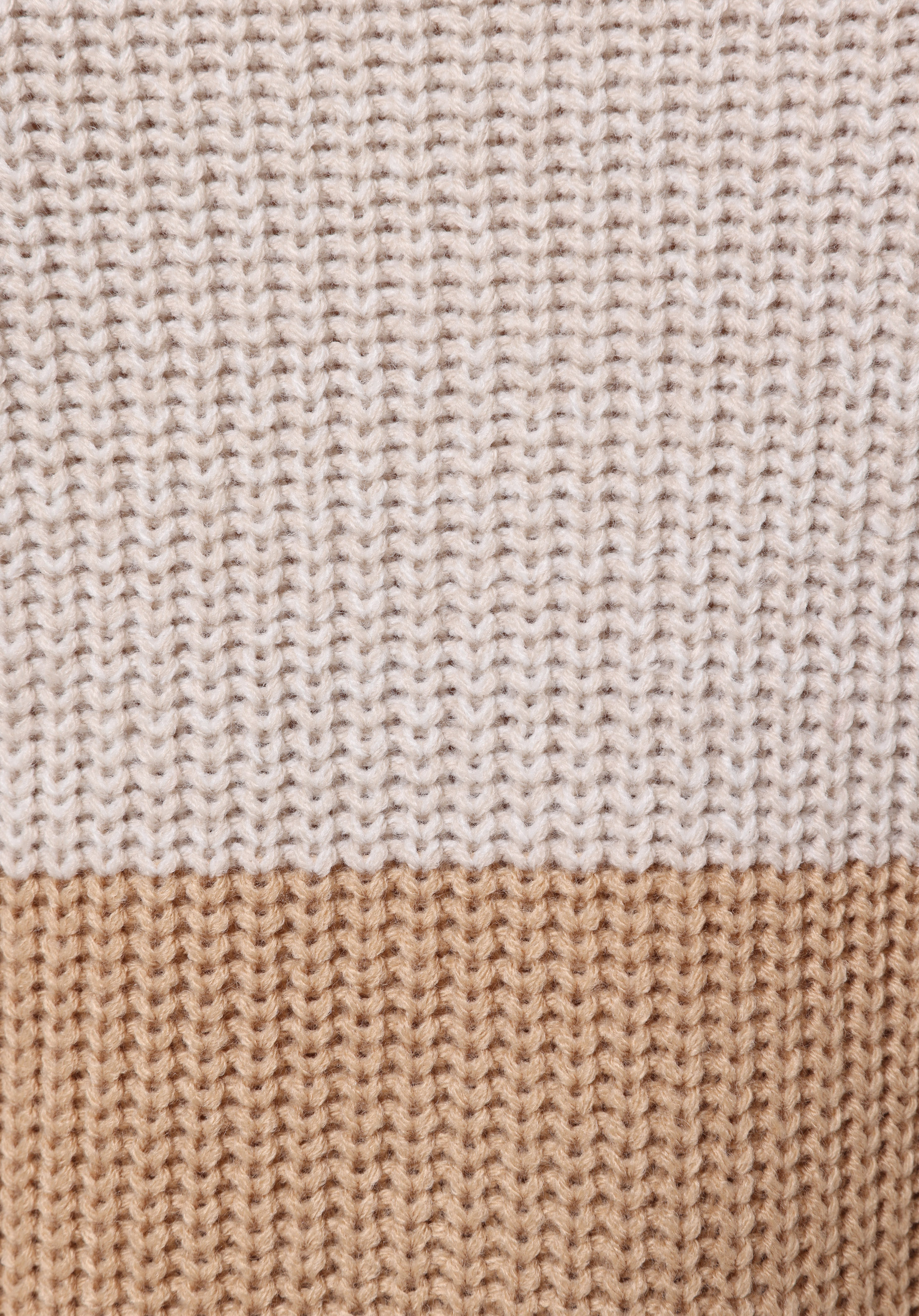 Regular Fit Yuvarlak Yaka Çizgili Kadın Bej Kazak