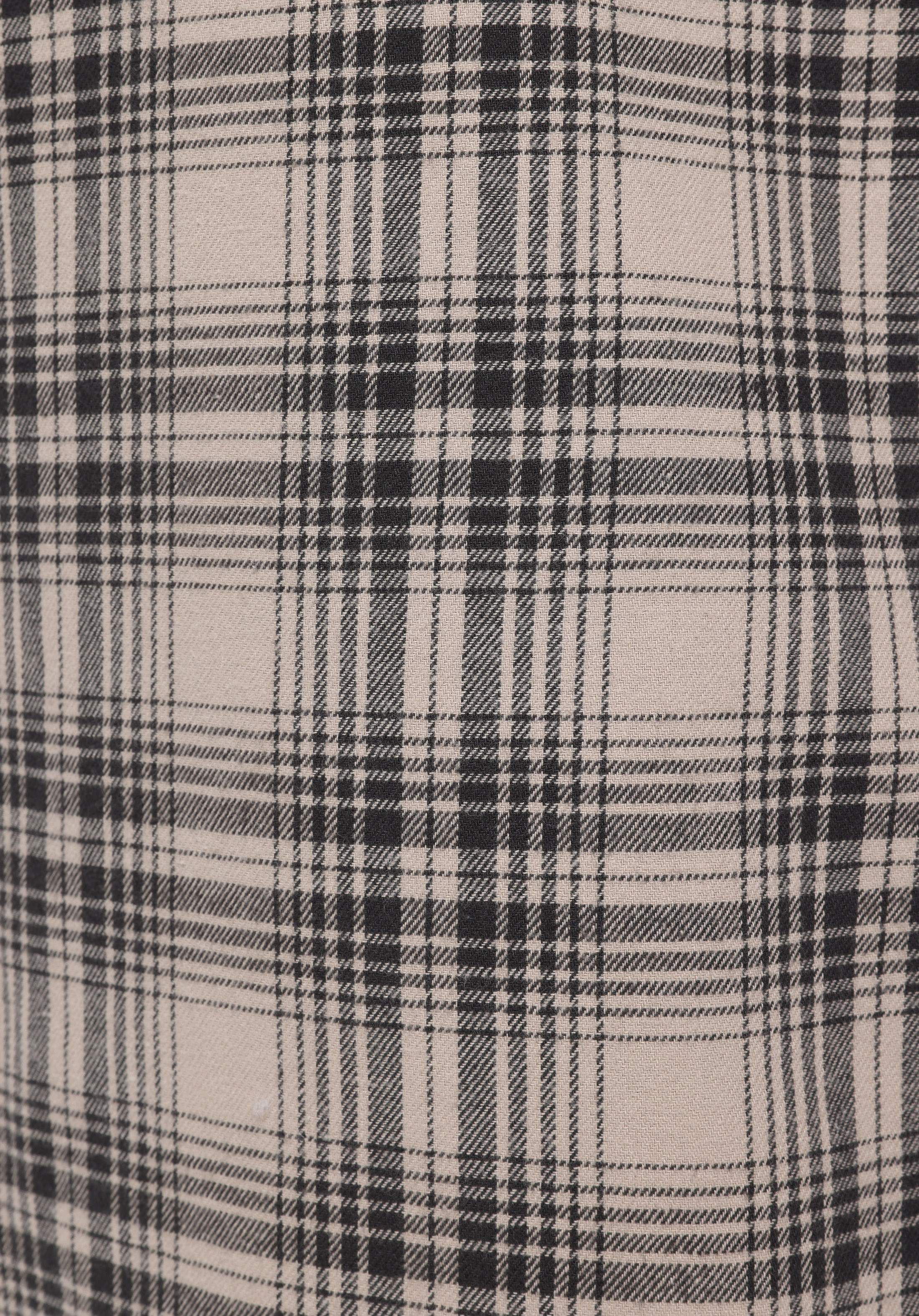 Regular Fit Shirt Neck Ekoseli Erkek Bej Uzun Kol Gömlek