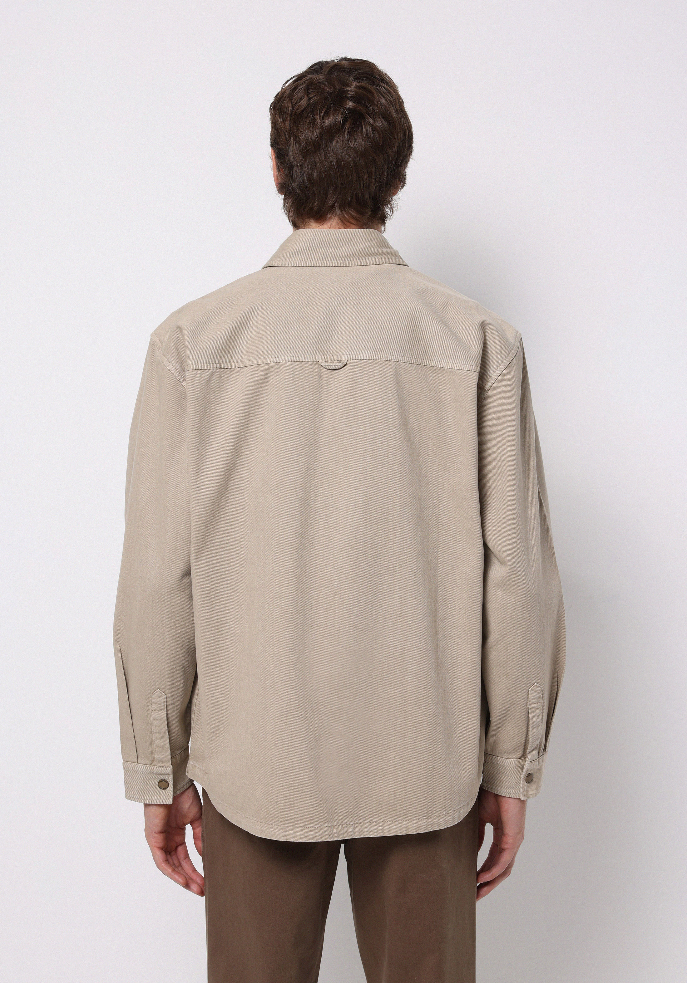 Comfort Fit Shirt Neck Düz Erkek Bej Shacket