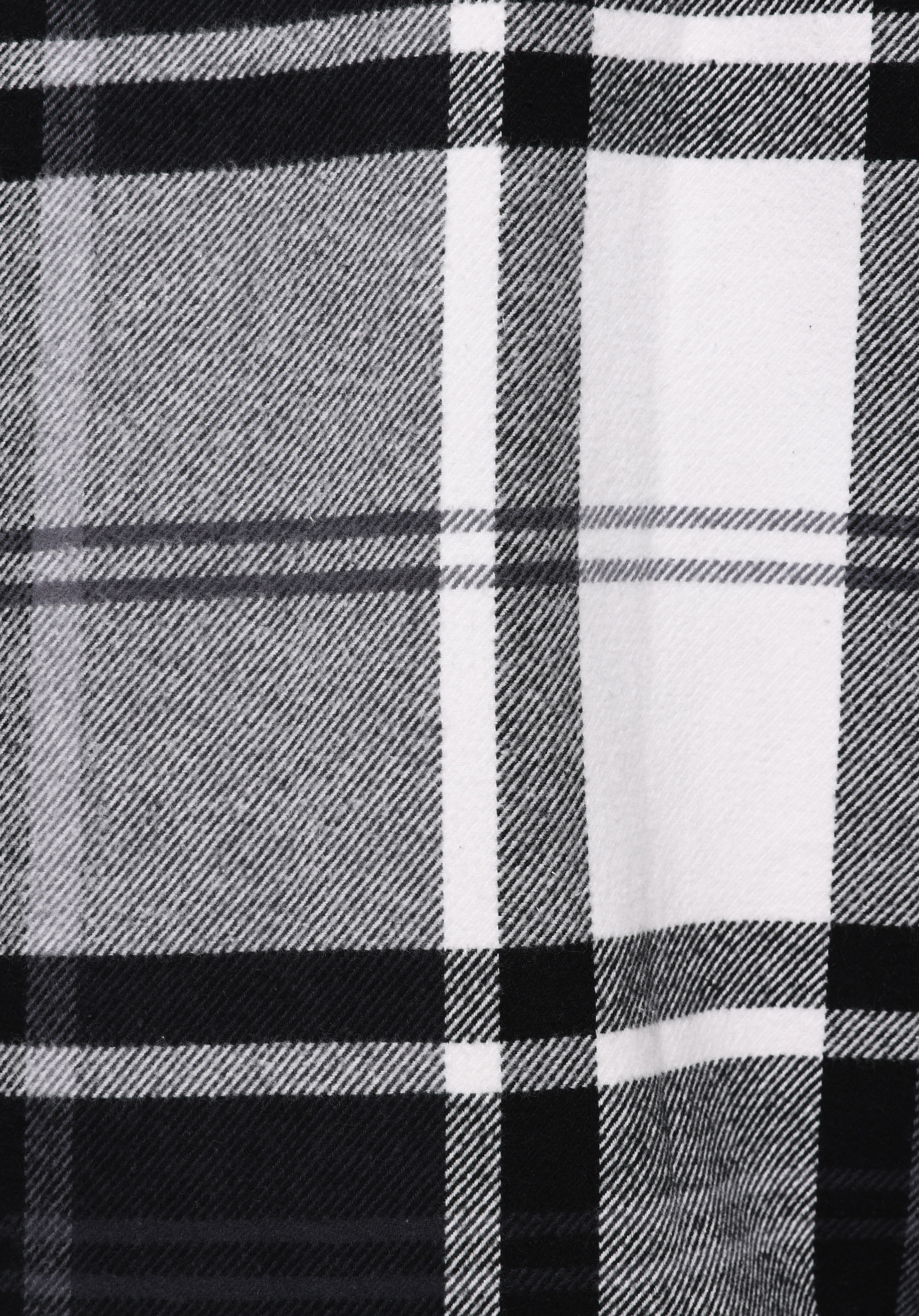 Comfort Fit Shirt Neck Ekoseli Erkek Siyah Shacket