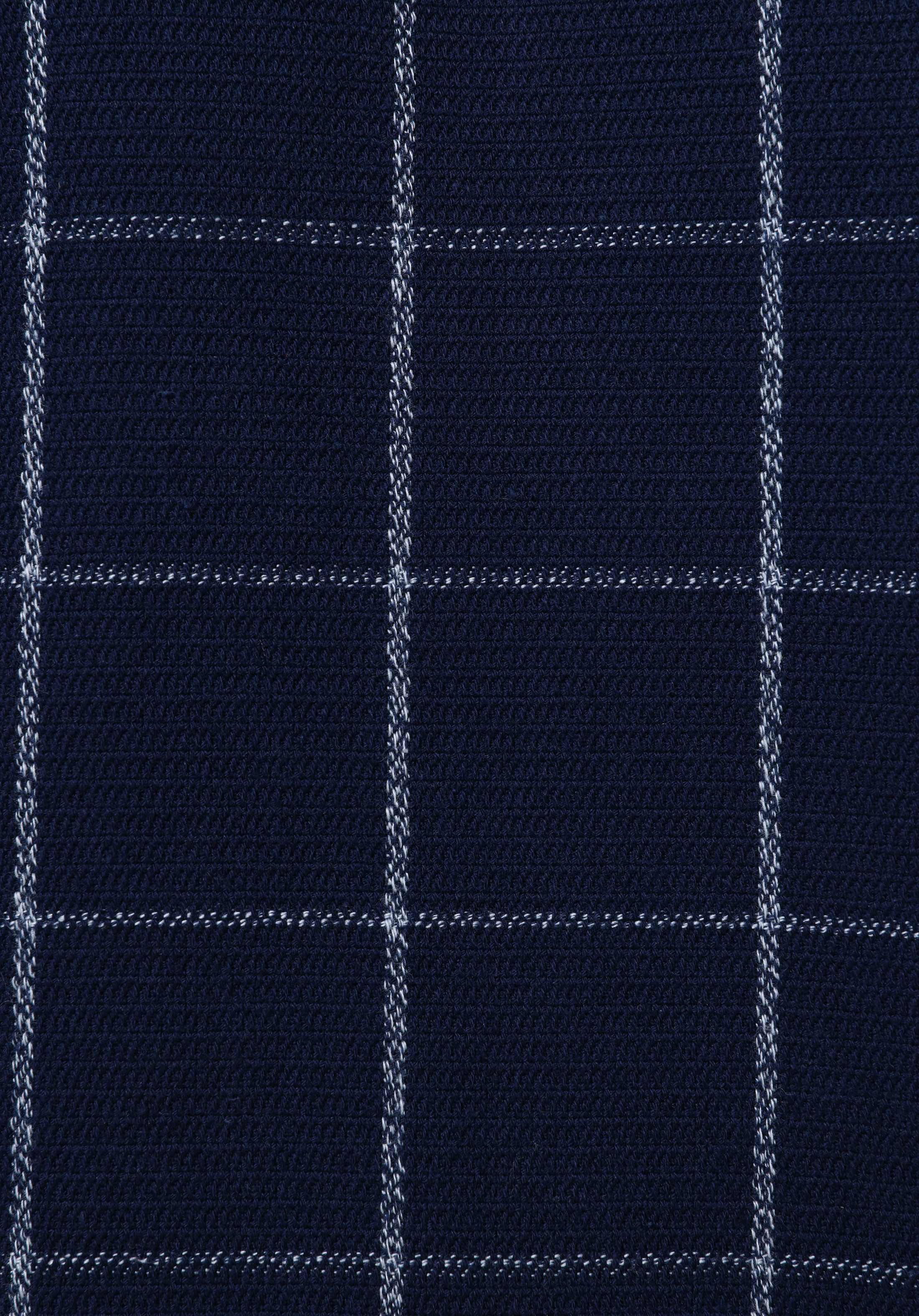 Regular Fit Shirt Neck Kareli Erkek Lacivert Uzun Kol Gömlek