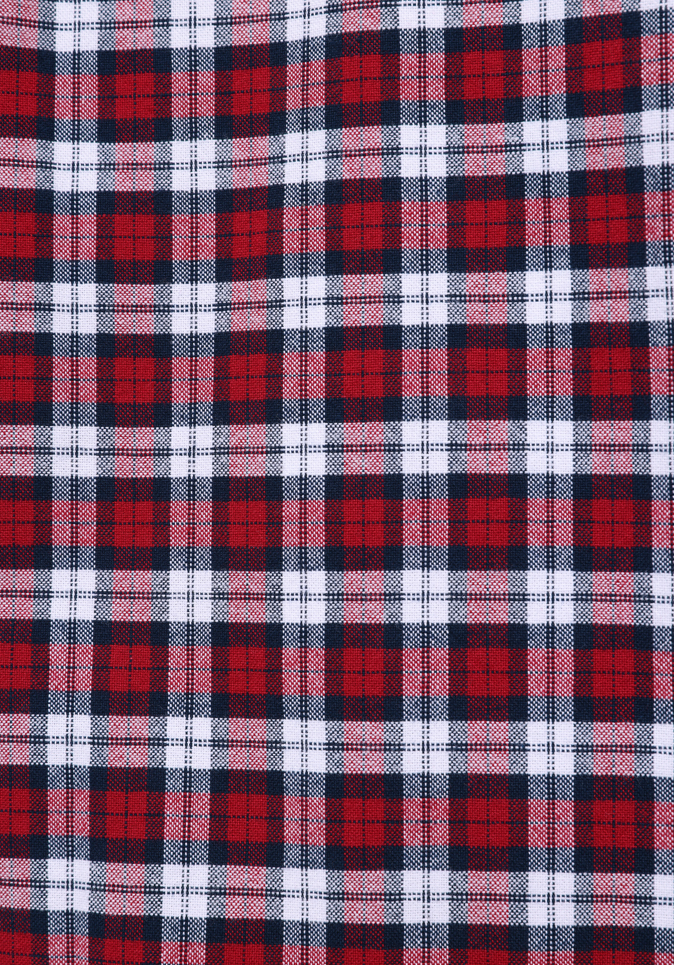 Regular Fit Shirt Neck Ekoseli Erkek Kirmizi Uzun Kol Gömlek