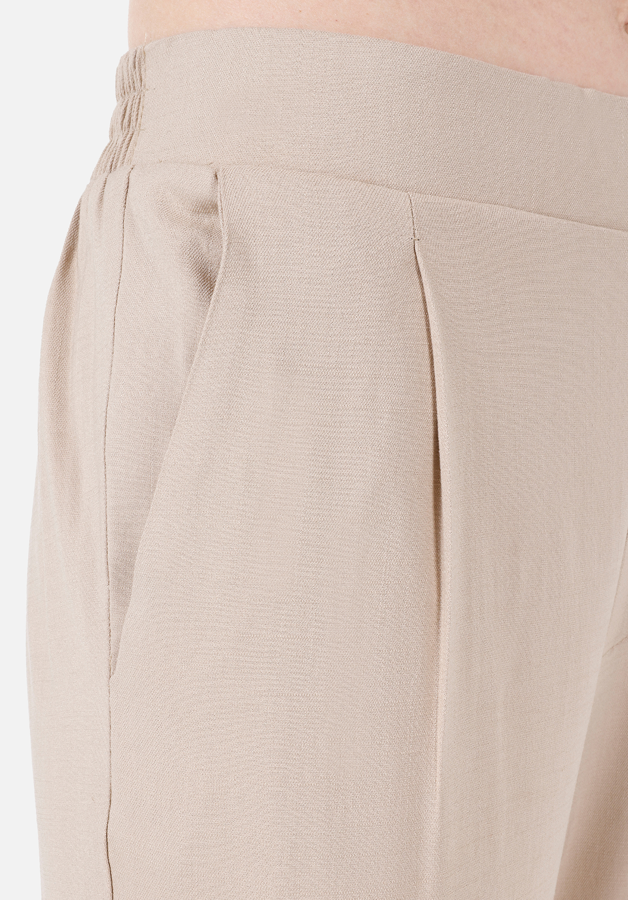 Regular Fit Yüksek Bel Düz Paça Kadın Bej  Pantolon