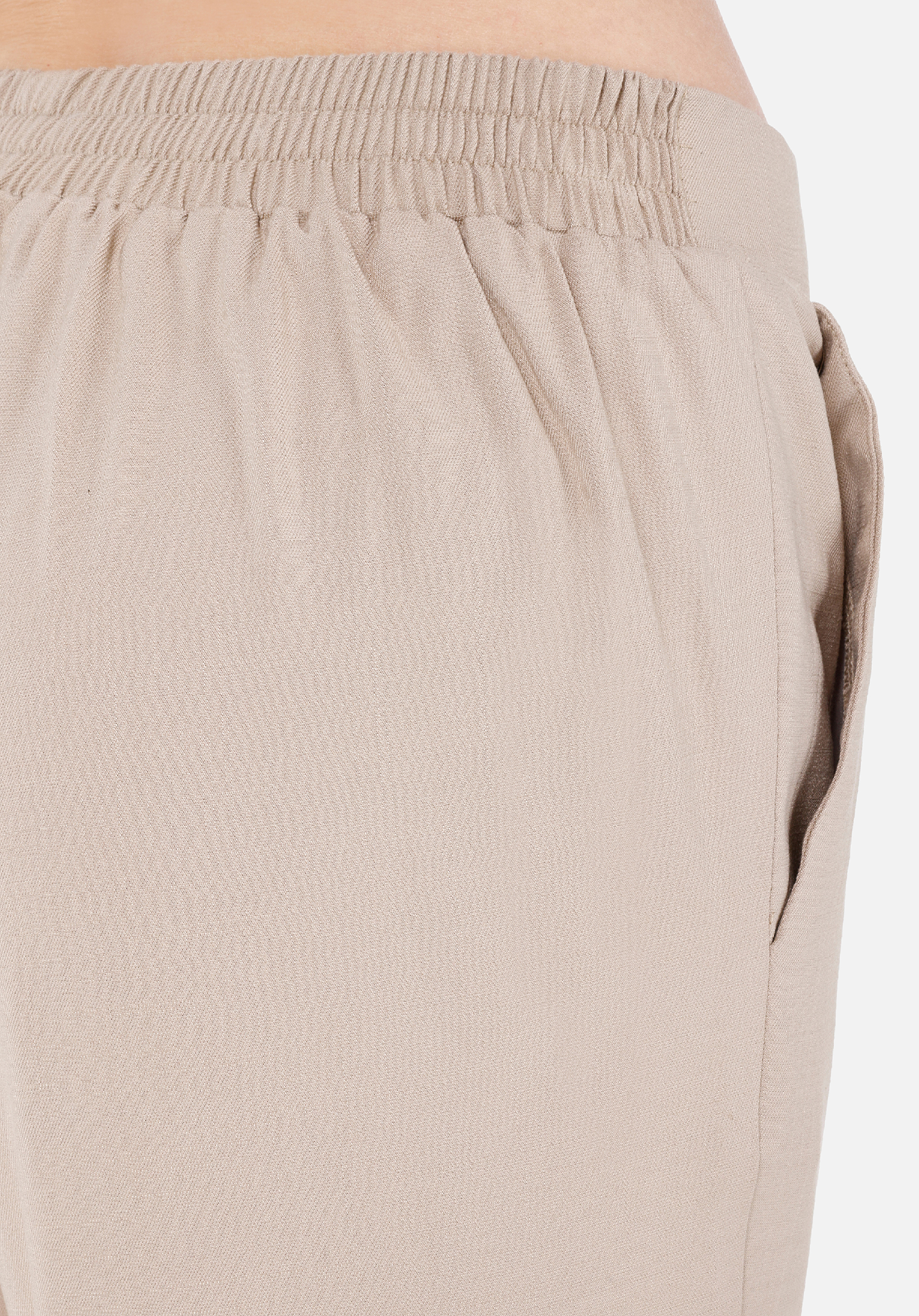 Regular Fit Yüksek Bel Düz Paça Kadın Bej  Pantolon