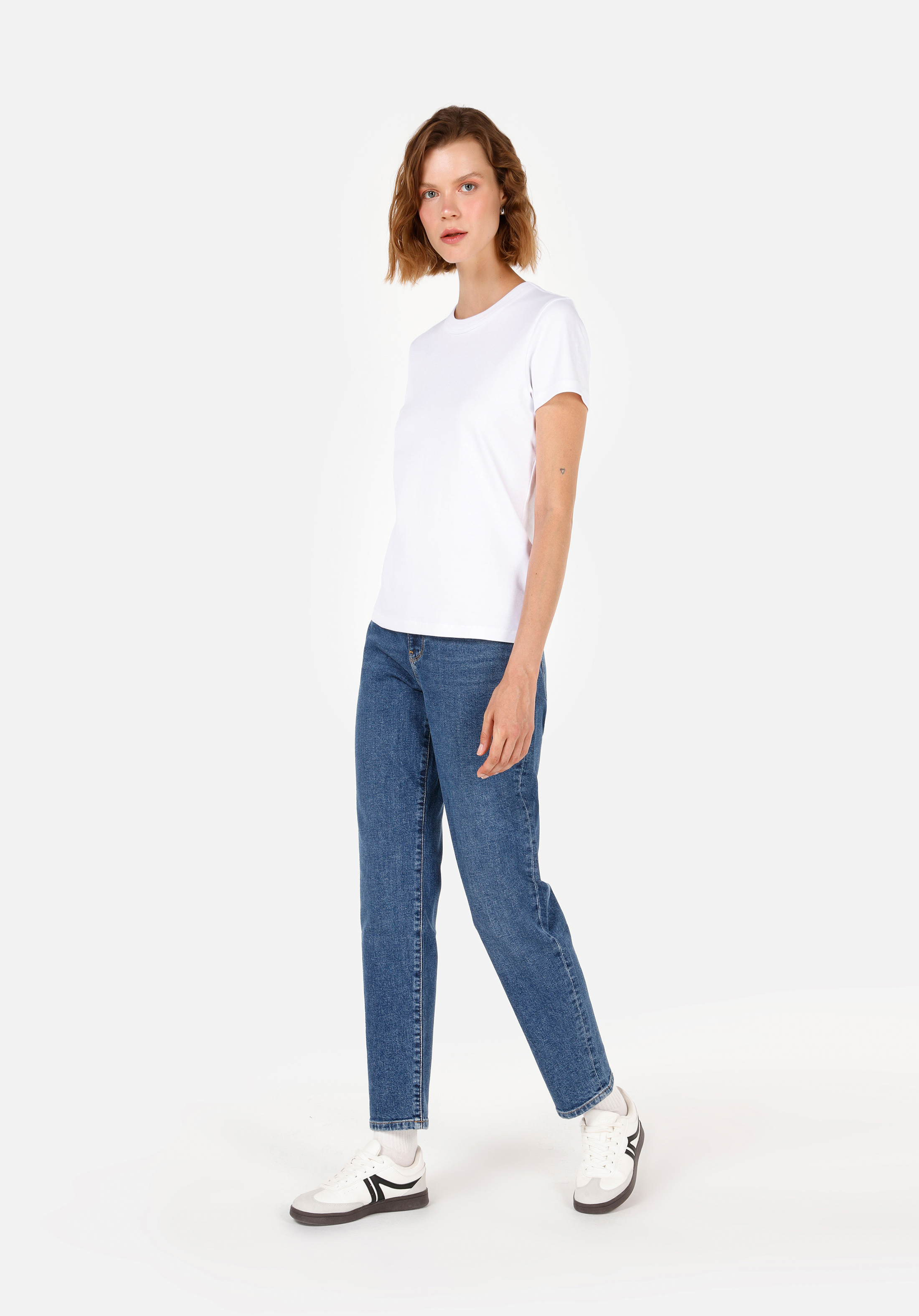 Boyfriend Fit   Kadın İndigo Jean Pantolon