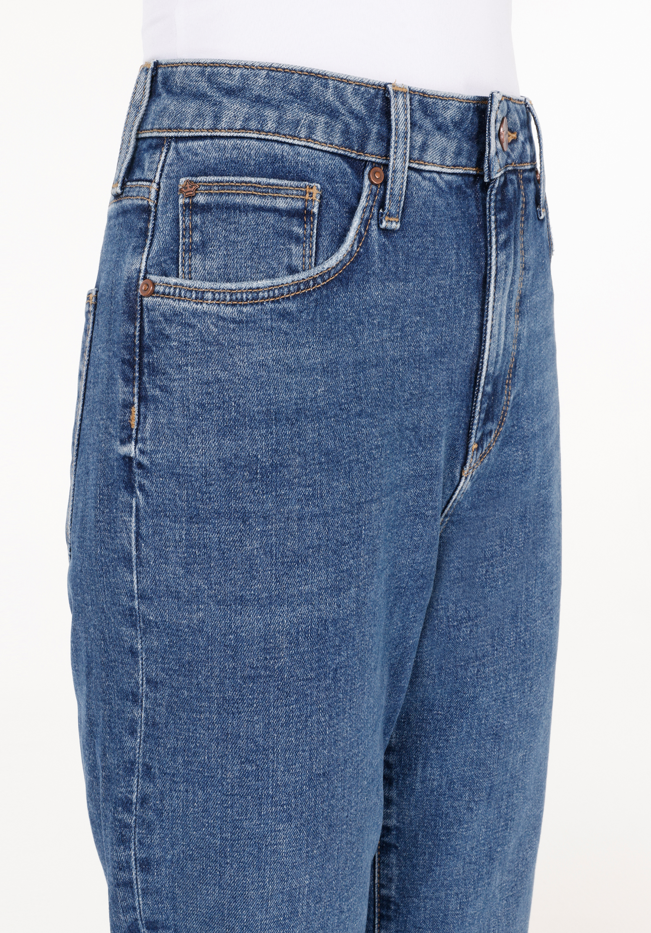 Boyfriend Fit   Kadın İndigo Jean Pantolon