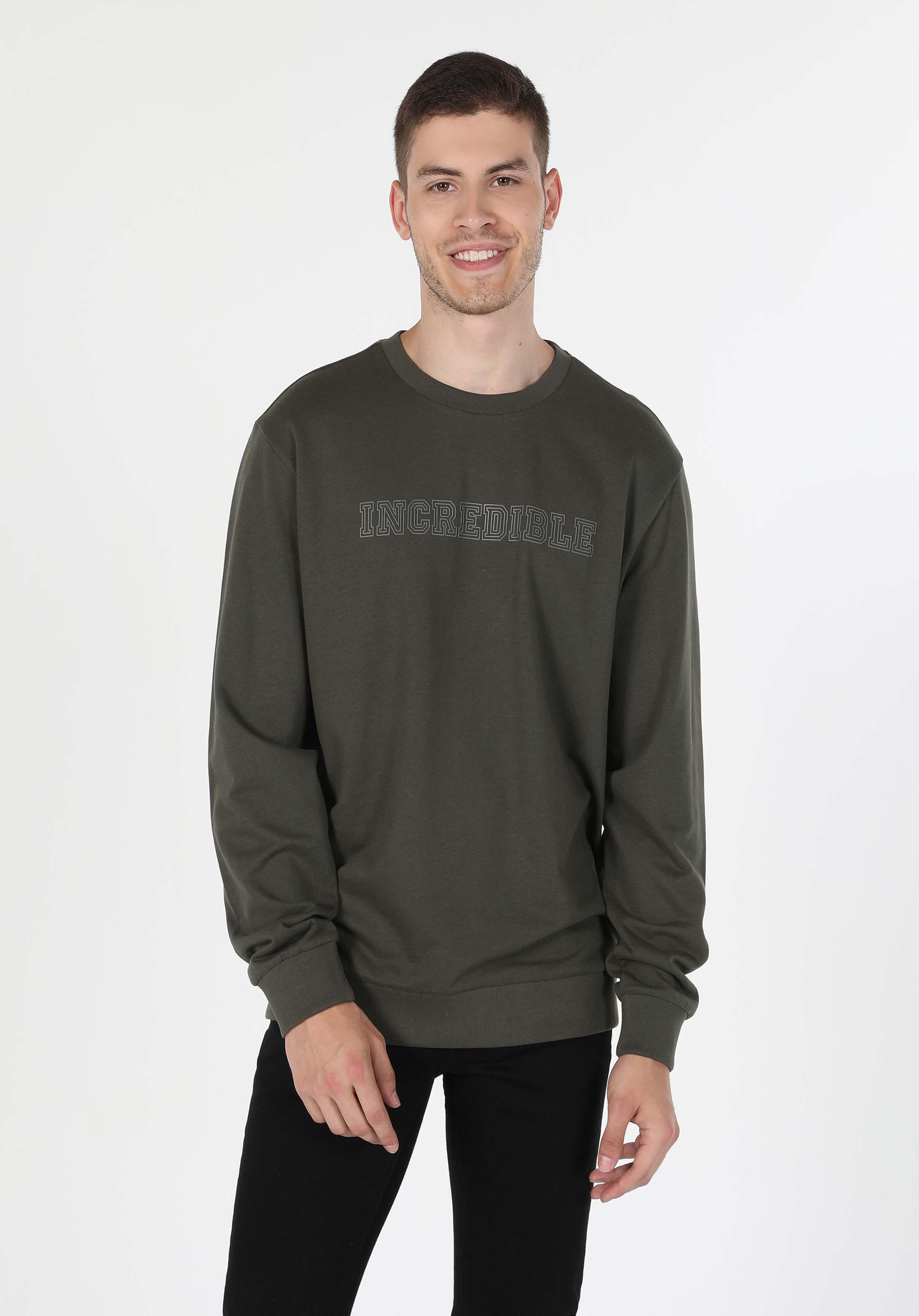 Regular Fit   Erkek Yeşil Sweatshirt