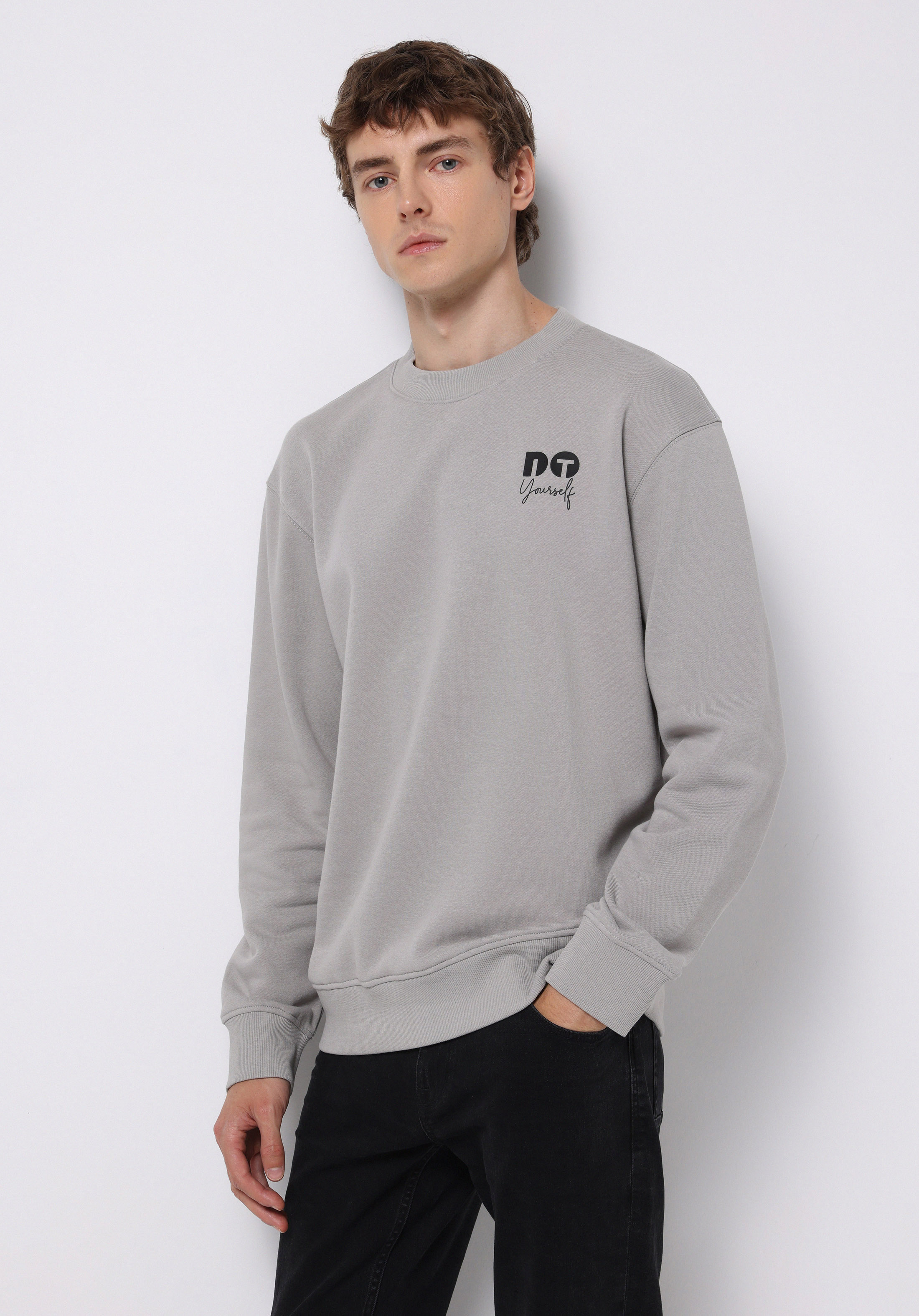 Comfort Fit   Erkek Gri Sweatshirt