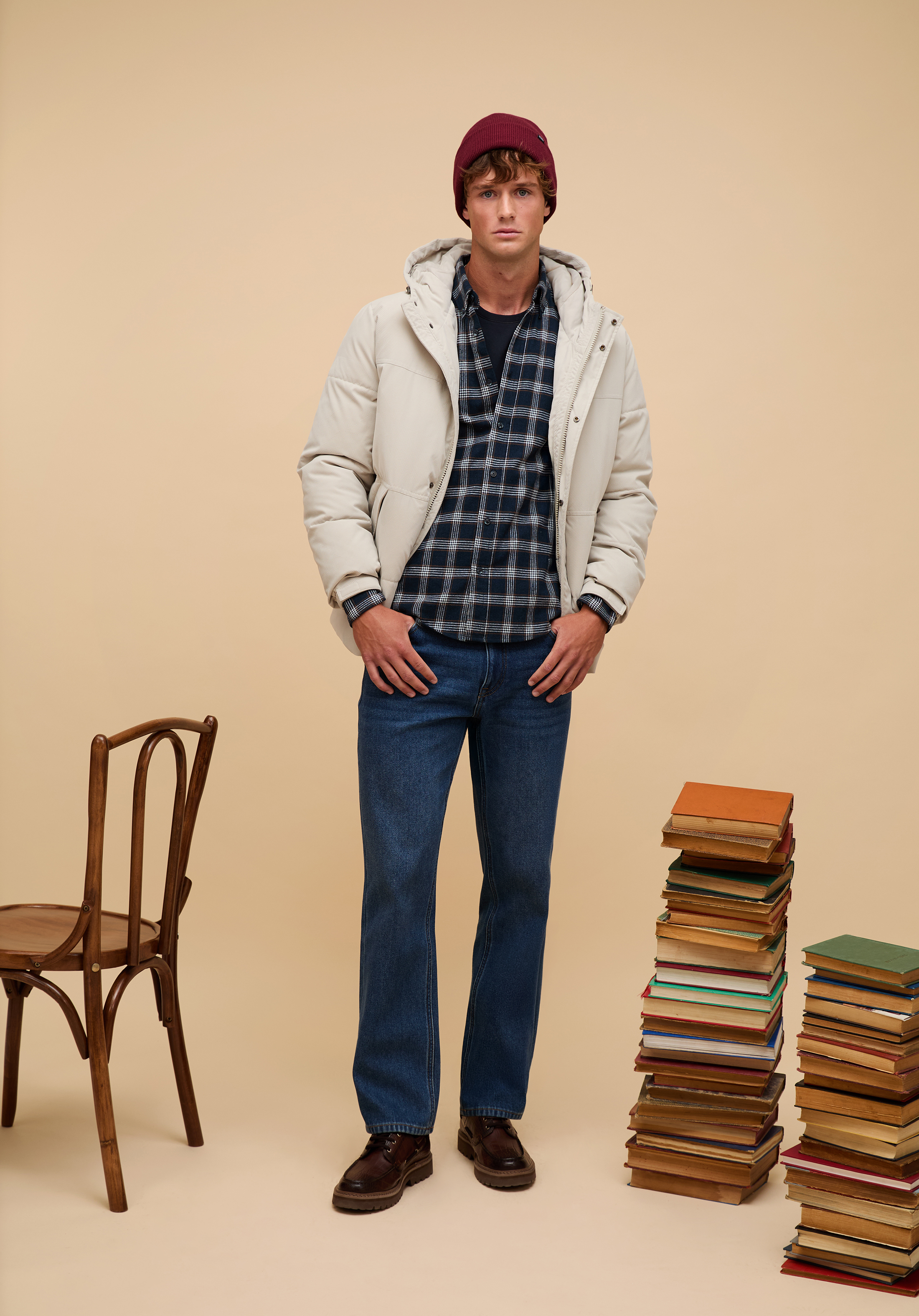 Regular Fit     Erkek Ekru Mont